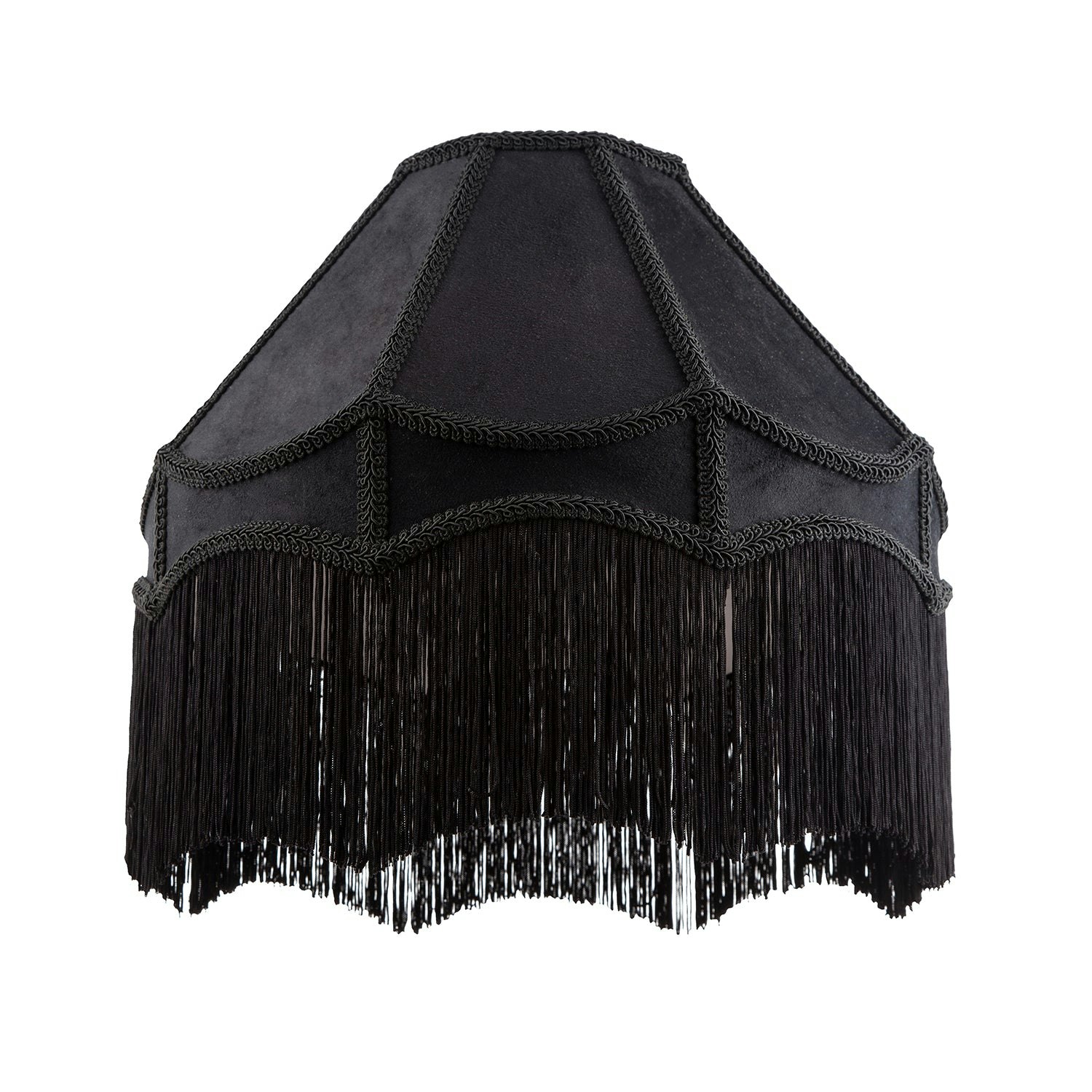 Happy Homewares Black Traditional Victorian Empire 40Cm Lamp Shade In Jet With Tassels