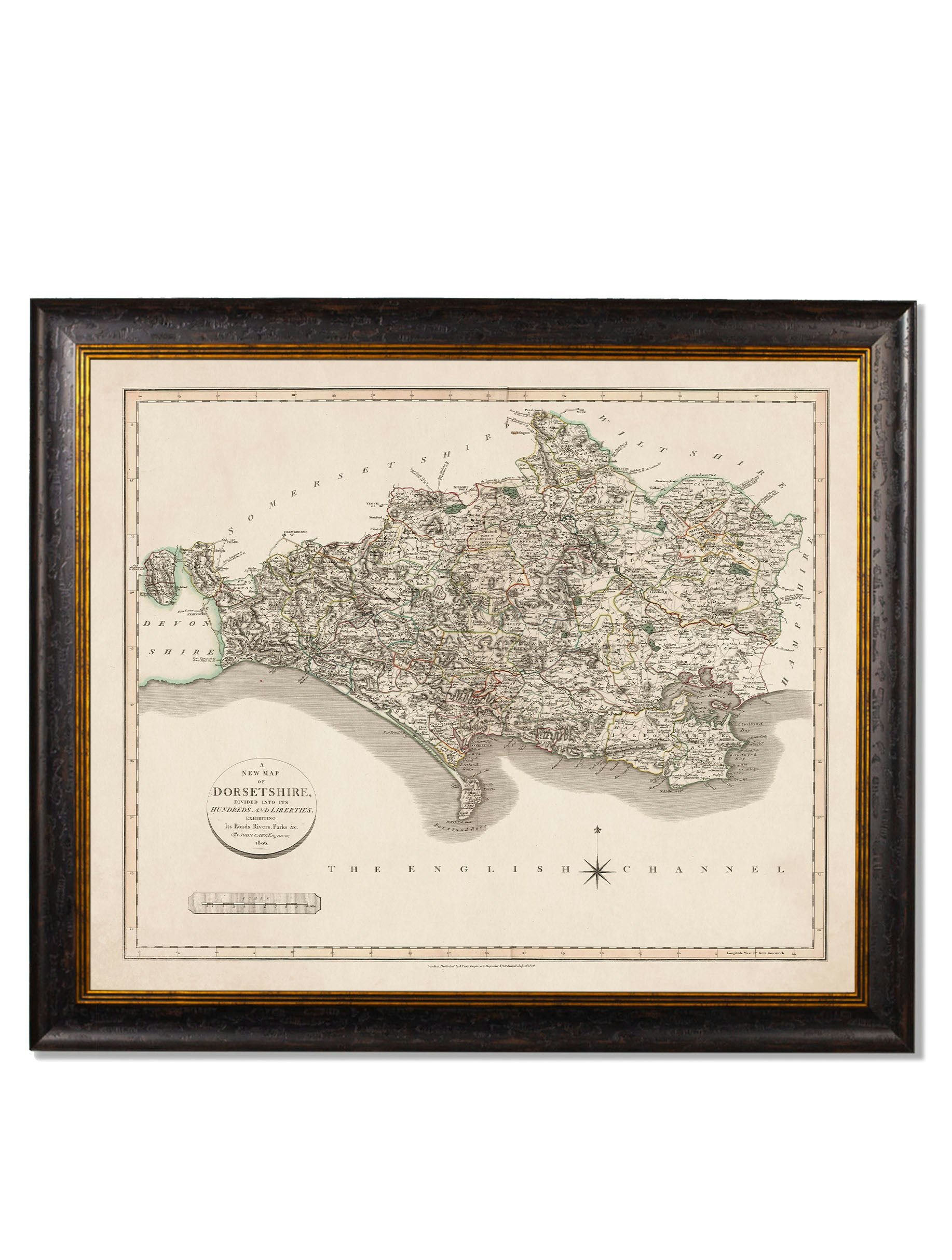 Exceptional Art Black C.1806 County Maps Of England - 84 X 70Cm - Dorsetshire