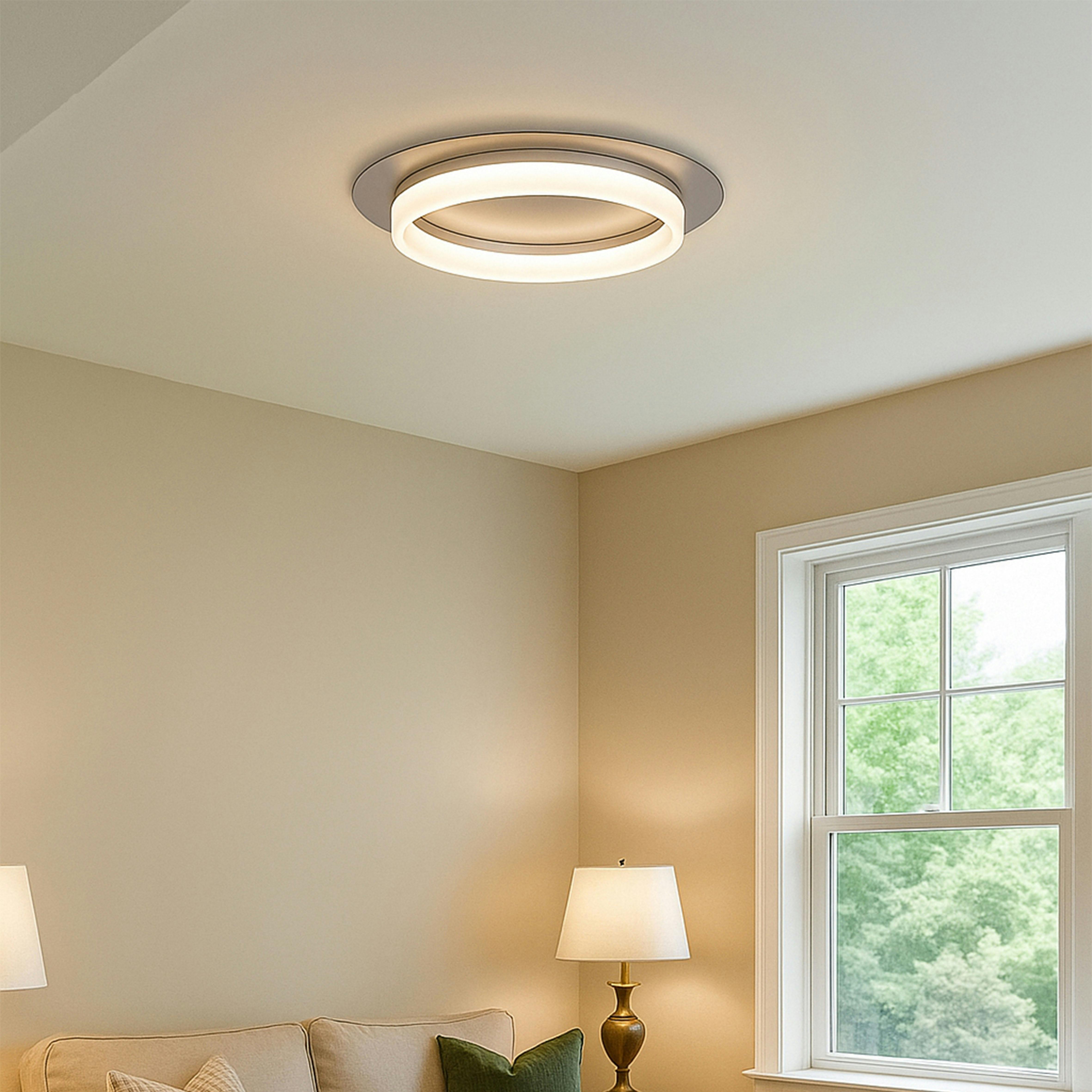 Lighting Collection Silver Led Ceiling Flush - Metallic Silver - Image 3
