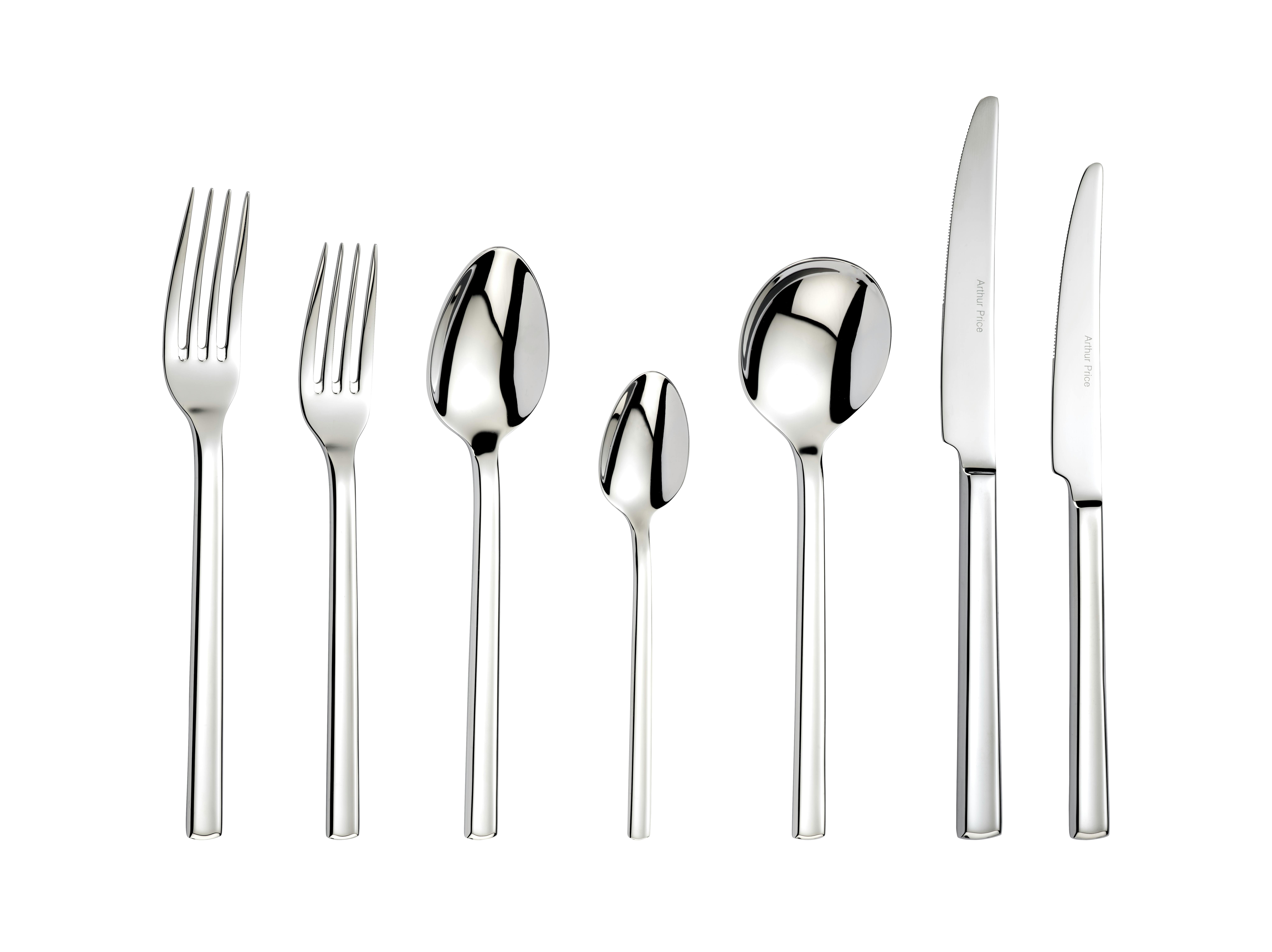 Rackhams 'Horizon' Stainless Steel 44 Piece 6 Person Canteen Cutlery Set For Luxury Home Dining - 44 Piece - Stainless Steel - 18/10 Stainless Steel