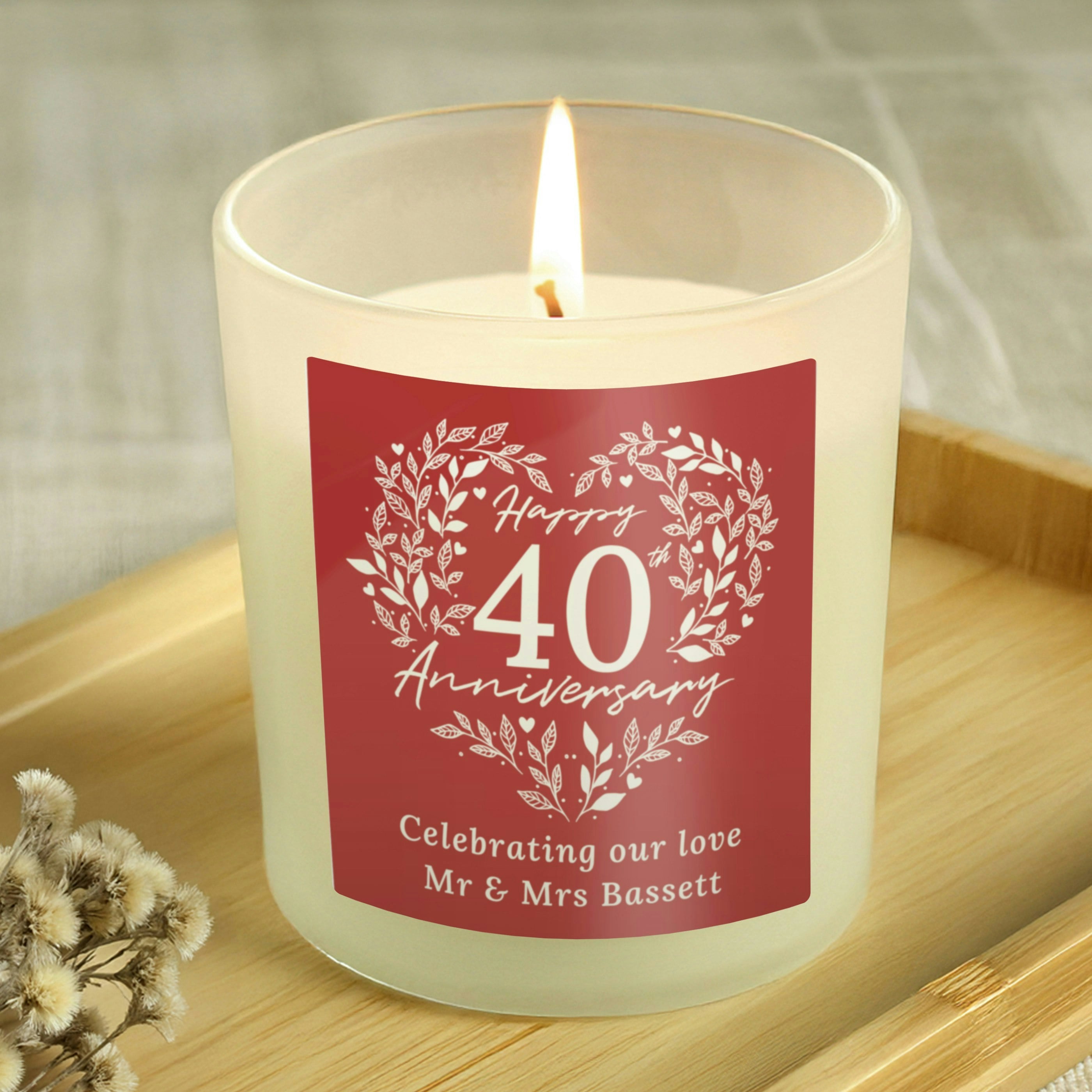 Rackhams Personalised 40Th Ruby Wedding Anniversary Candle Jar