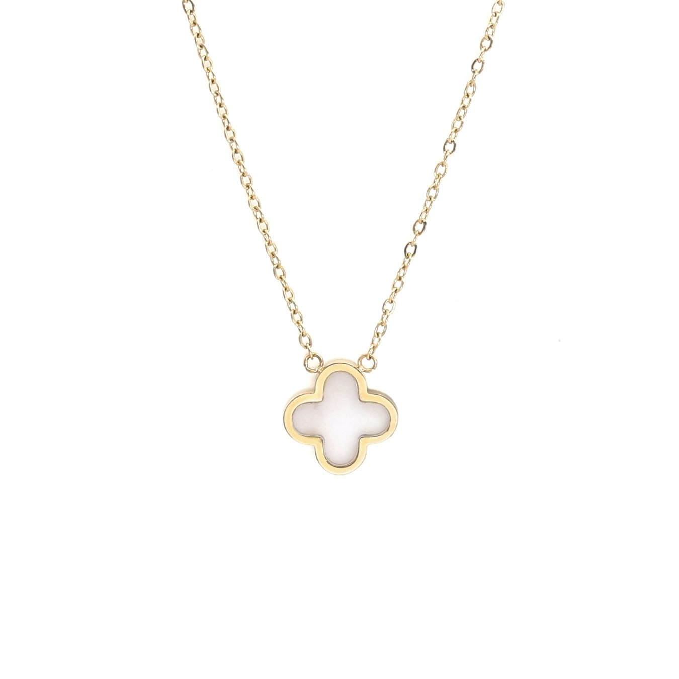Say It With Yellow/Gold Rose Quartz Crystal Clover Necklace - Plated