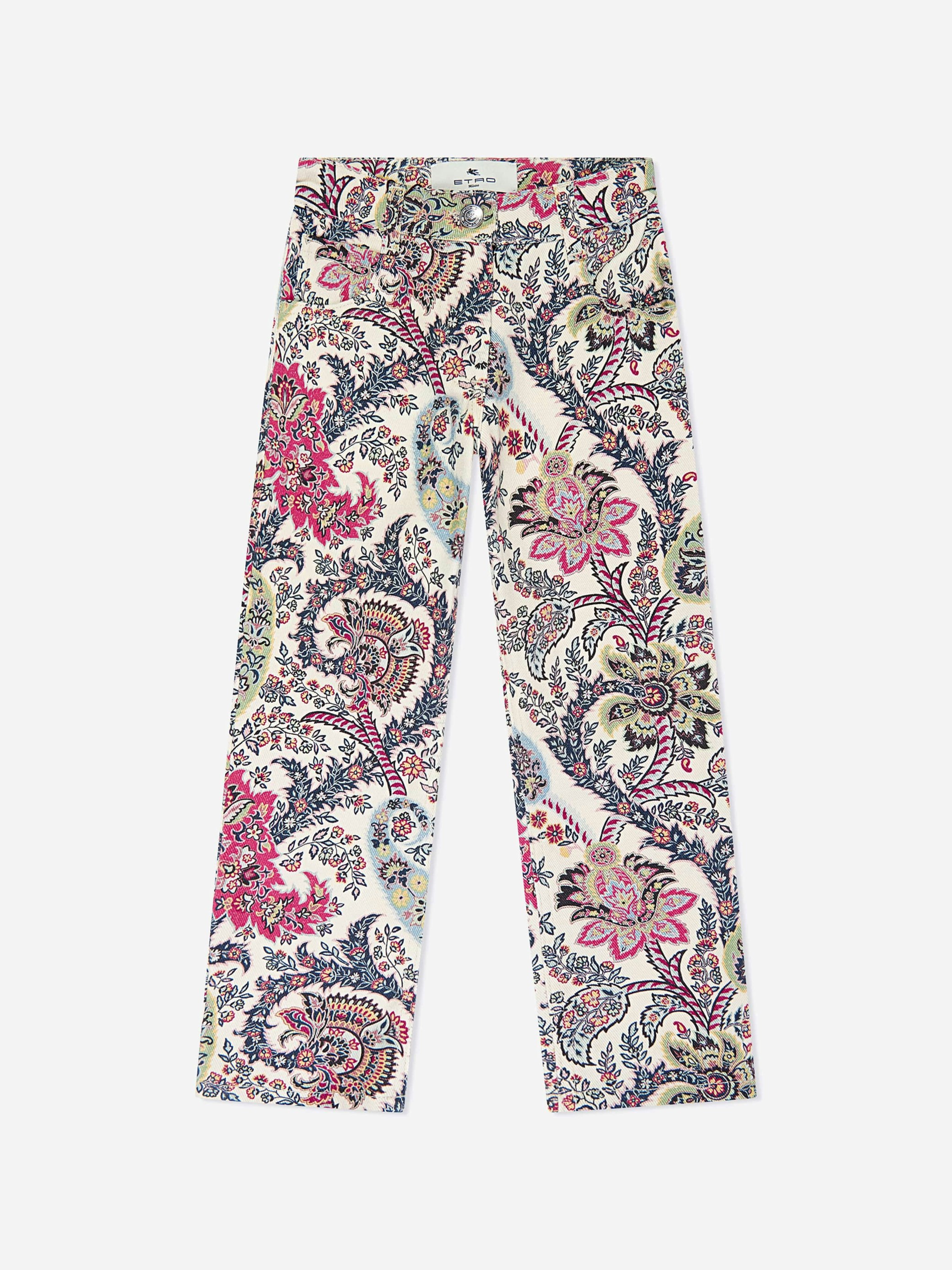 Etro Girls Ivory Paisley Print Trousers In - 14 Yrs