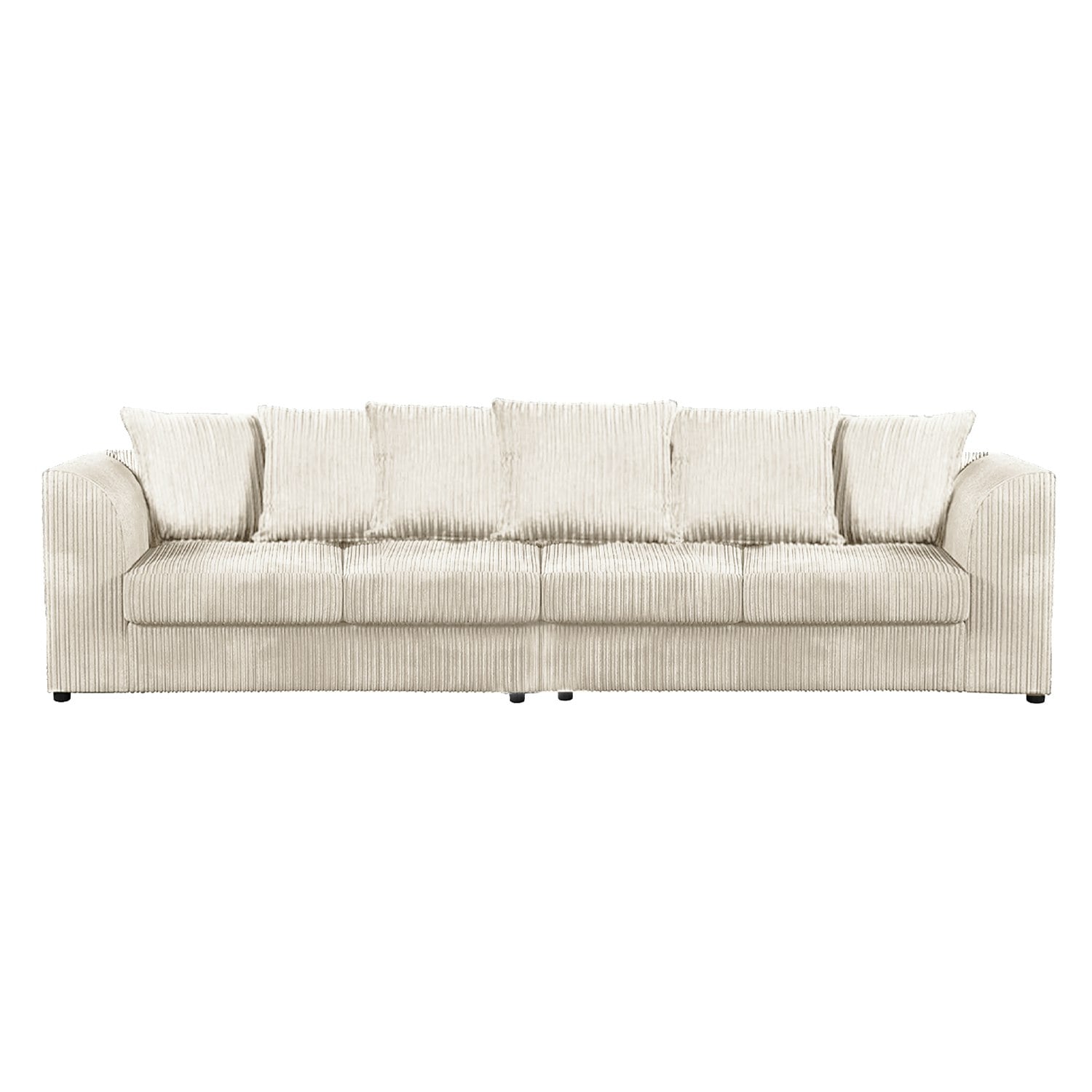 Rackhams Cream Luxor Cord Long Fabric 4 Seater - Scatter Back