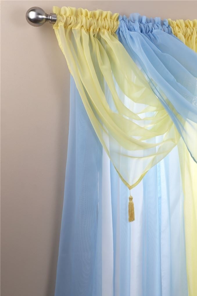 Rackhams Yellow Tassled Voile Swag Panel