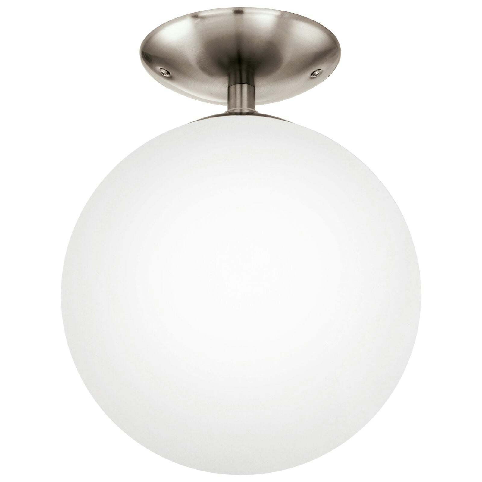 Rackhams Light/White Flush Ceiling Satin Nickel Shade Glass Opal Matt Bulb E27 1X60w Size 1