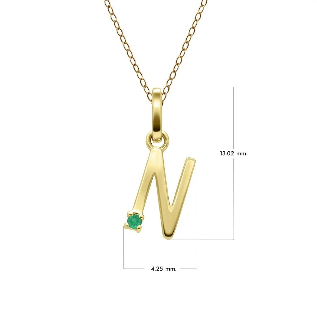 Gemondo Yellow/Gold Initial Emerald Letter Necklace In 9Ct - N