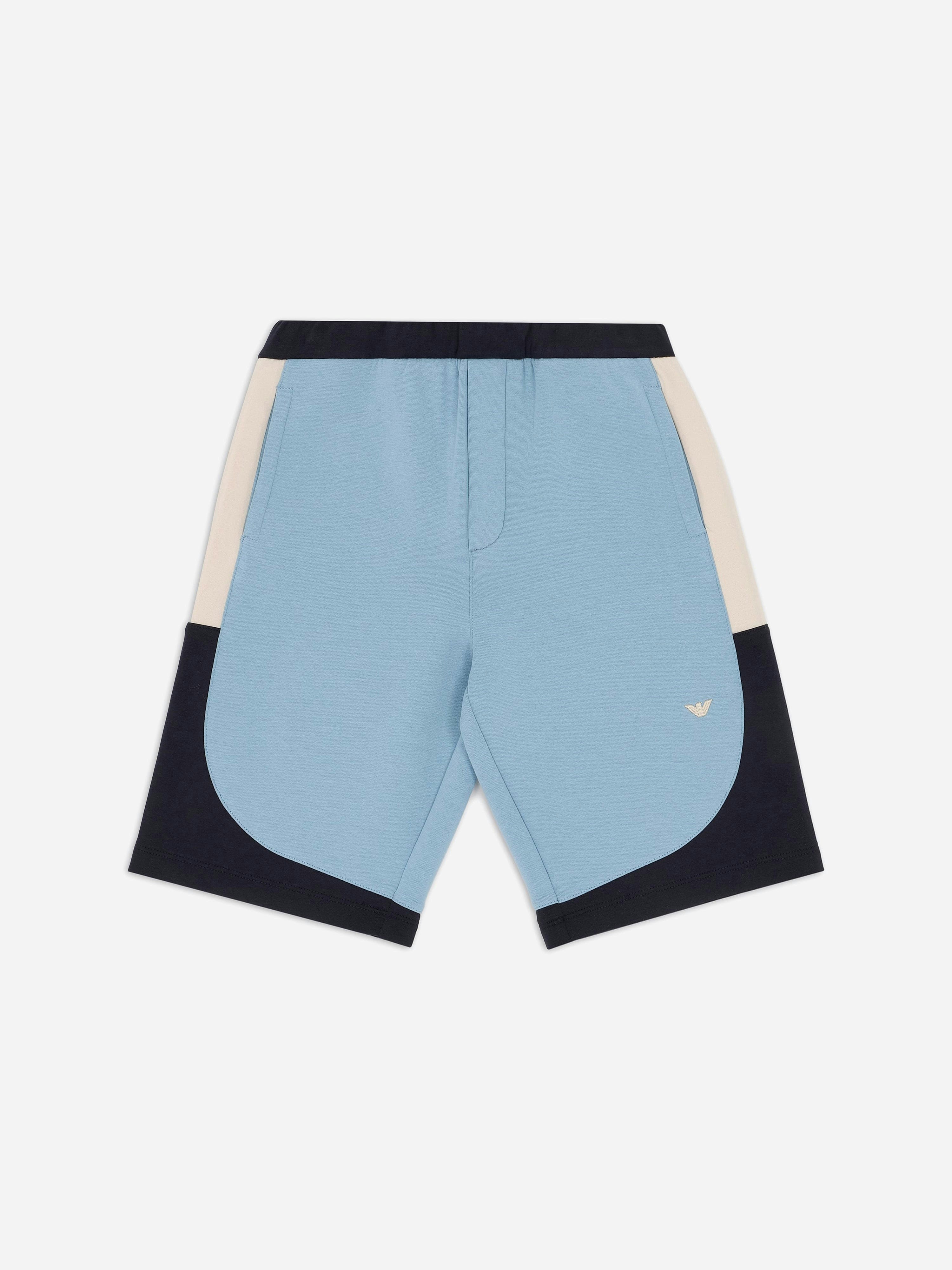 Emporio Armani Boys Blue Colourblock Shorts In - 12 Yrs