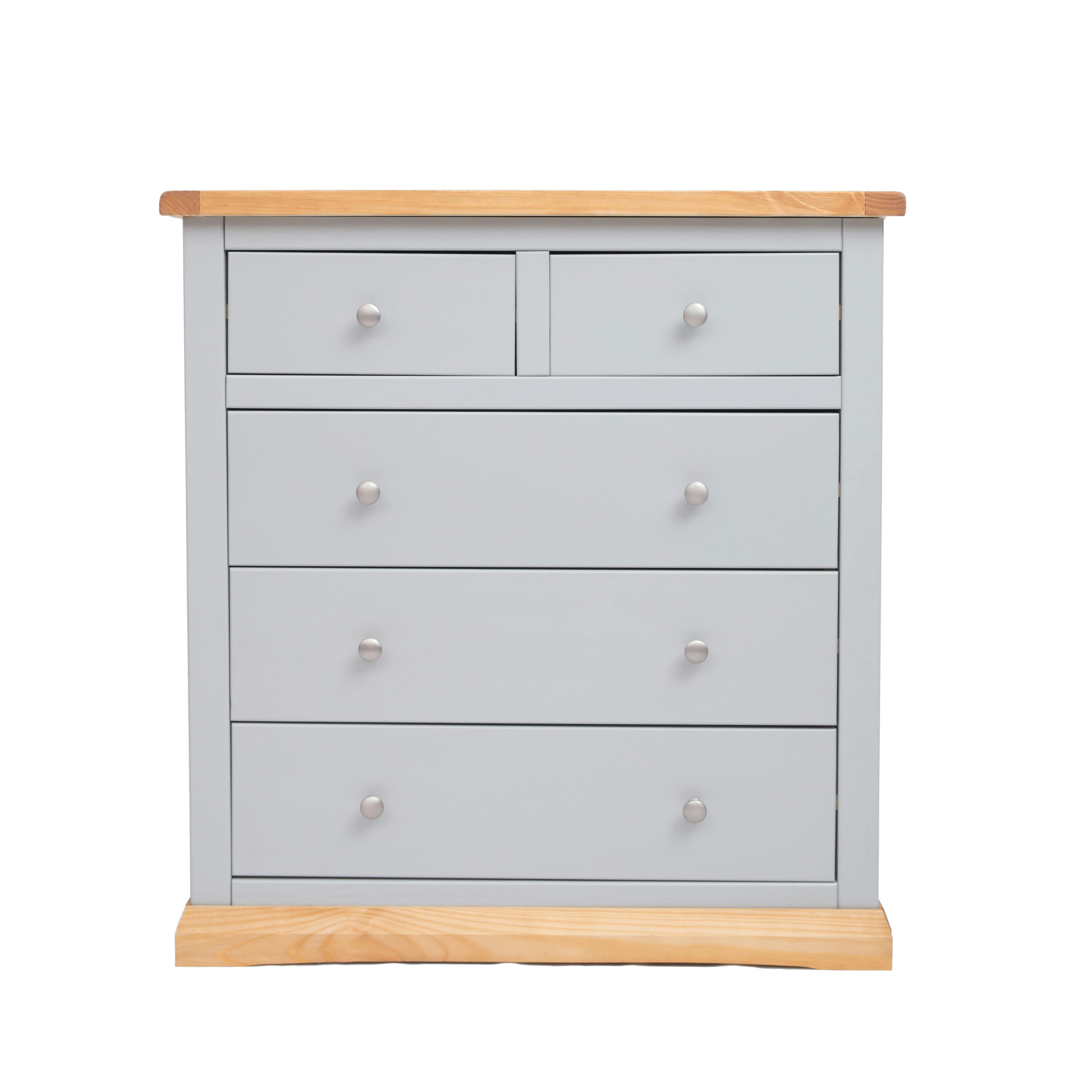 Cabinet Bits Light/Grey Bomporto 5 Drawer Chest Of Drawers Chrome Knob