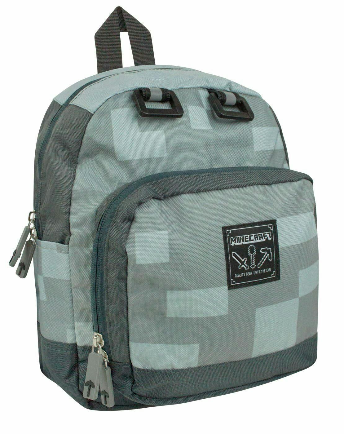 Vanilla Underground Boys Grey Minecraft Resistance Themed Badges Mini Backpack (One Size)
