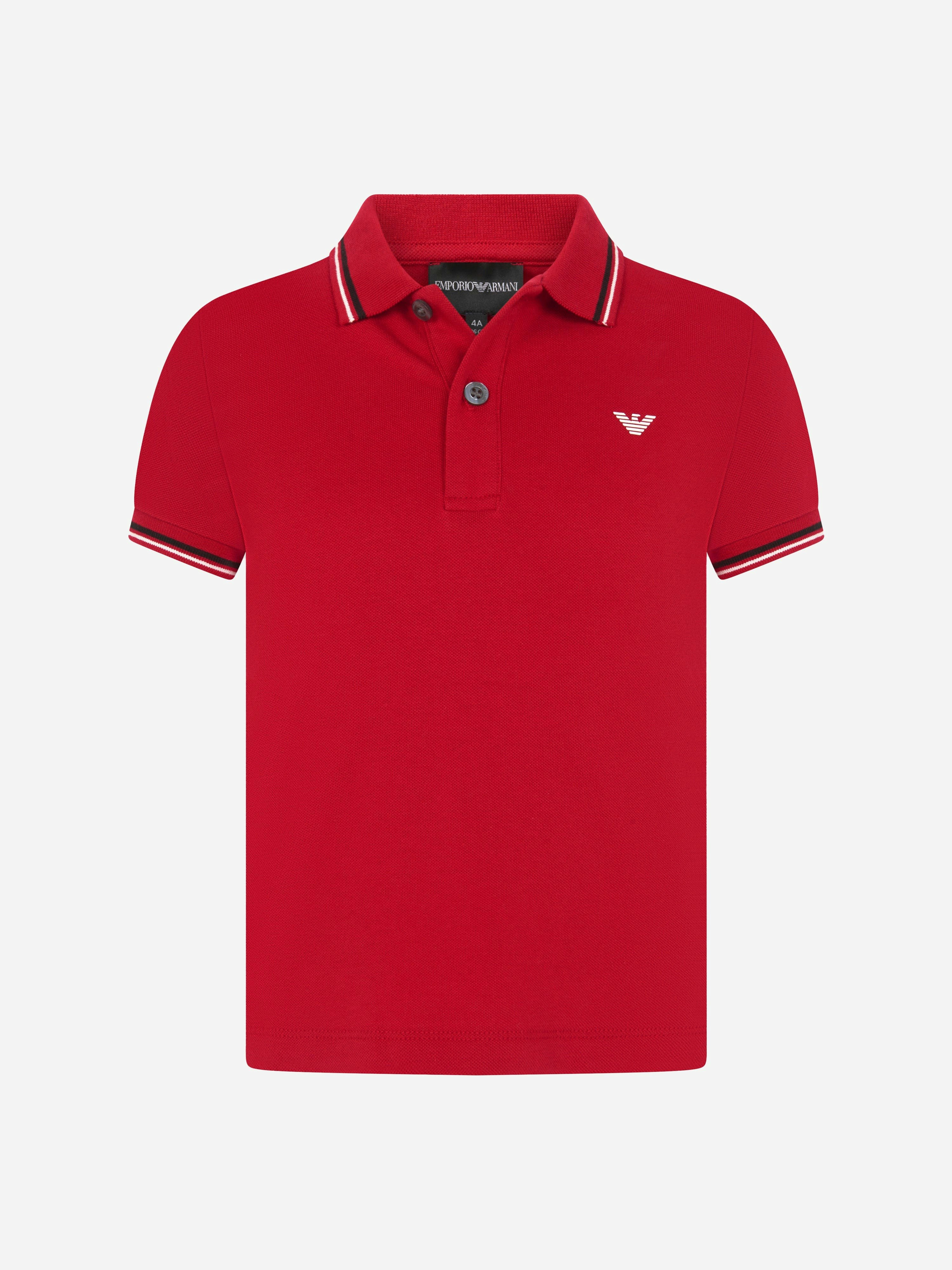 Emporio Armani Boys Red Logo Polo Shirt In - 8 Yrs