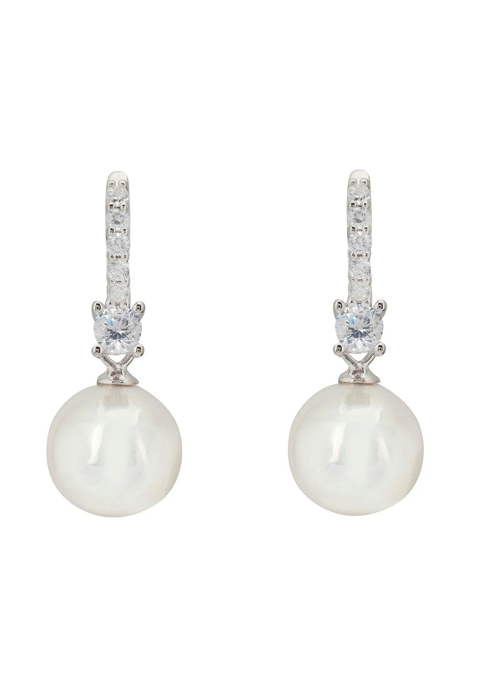 Latelita Silver Serenity Pearl Hoop Earrings