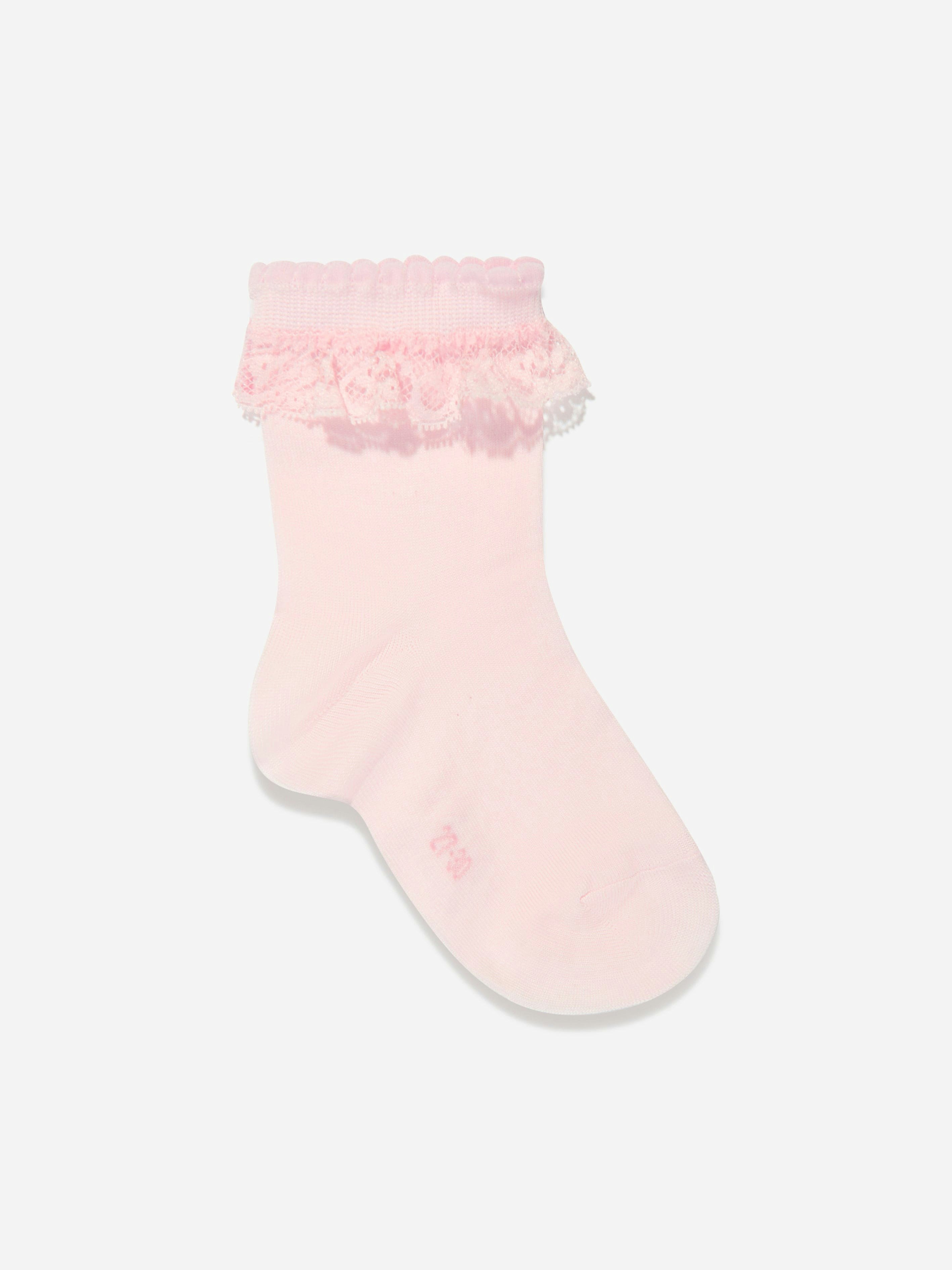 Falke Girls Pink Romantic Lace Socks In - Eu 19 - 22 Uk 3.5 - 5