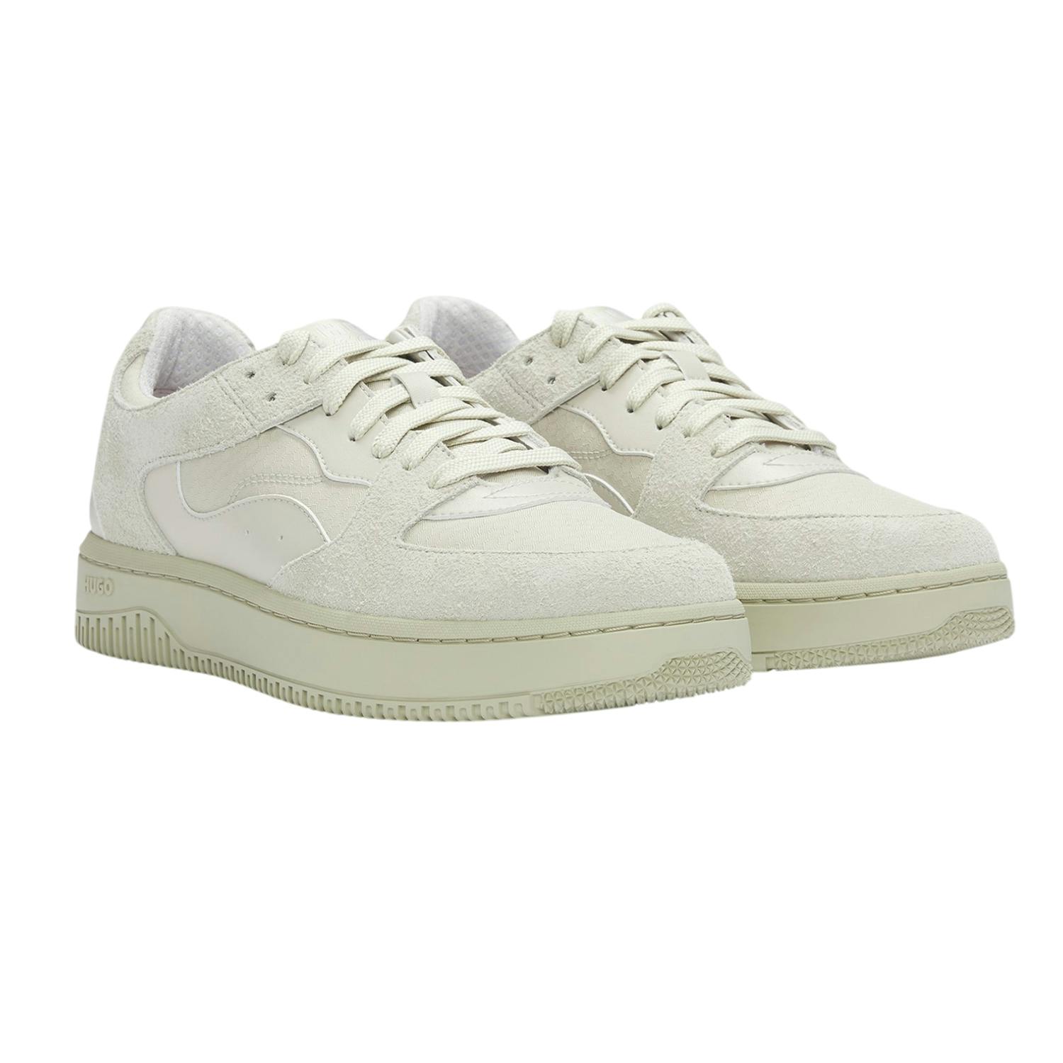 Hugo Men's Light/Beige Leather Low Tennis Trainers - 11 Uk - 100% Mixed
