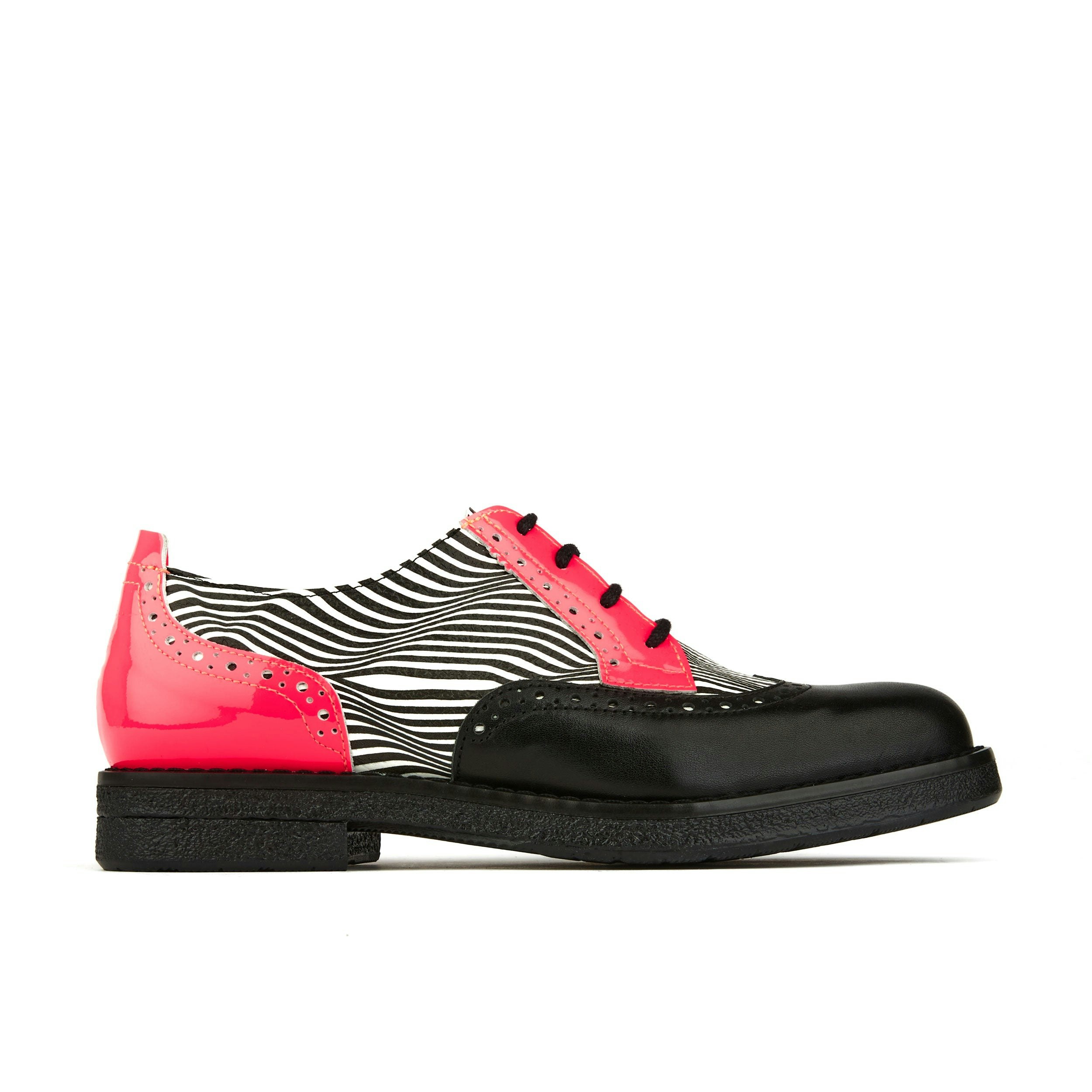 Embassy London Women's The Artist - Optical Zebra - Italian Leather Shoe With Rubber Sole And Broguing - Uk 11 / Eu 44 / Us 13