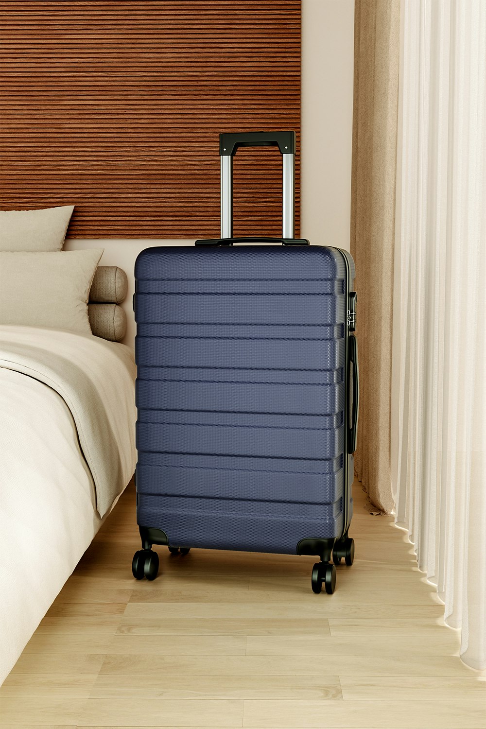 Living And Home Blue Hardshell Rolling Luggage Trolley Travel Suitcase - 28"