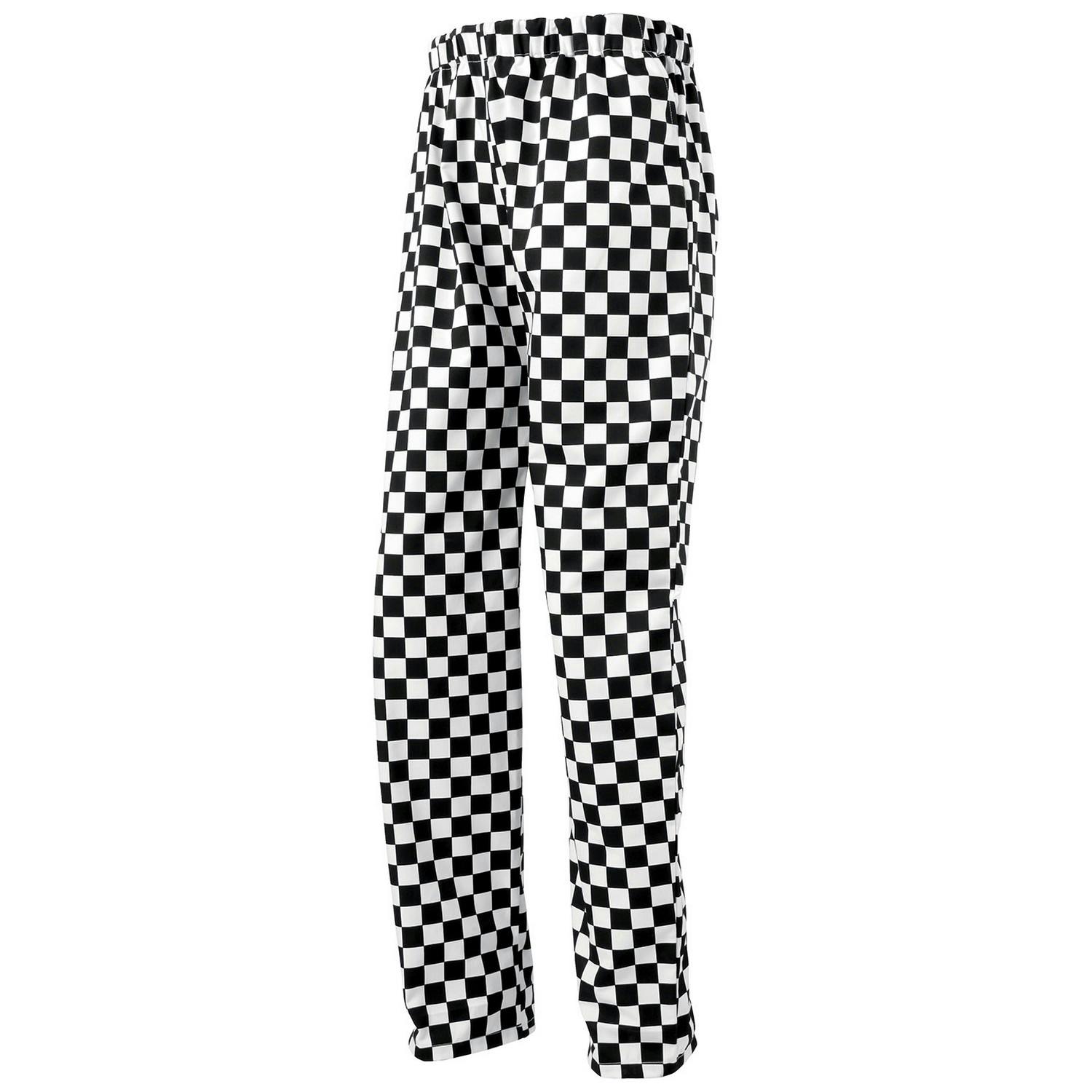 Premier Men's True Black Essential Checked Chef Trousers In | Size: 3XL - Image 3