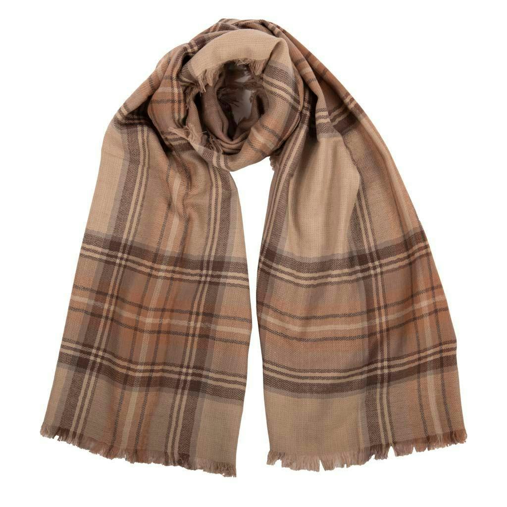 Heritage Traditions Lightweight Reversible Tartan Merino Scarf - Natural Stewart