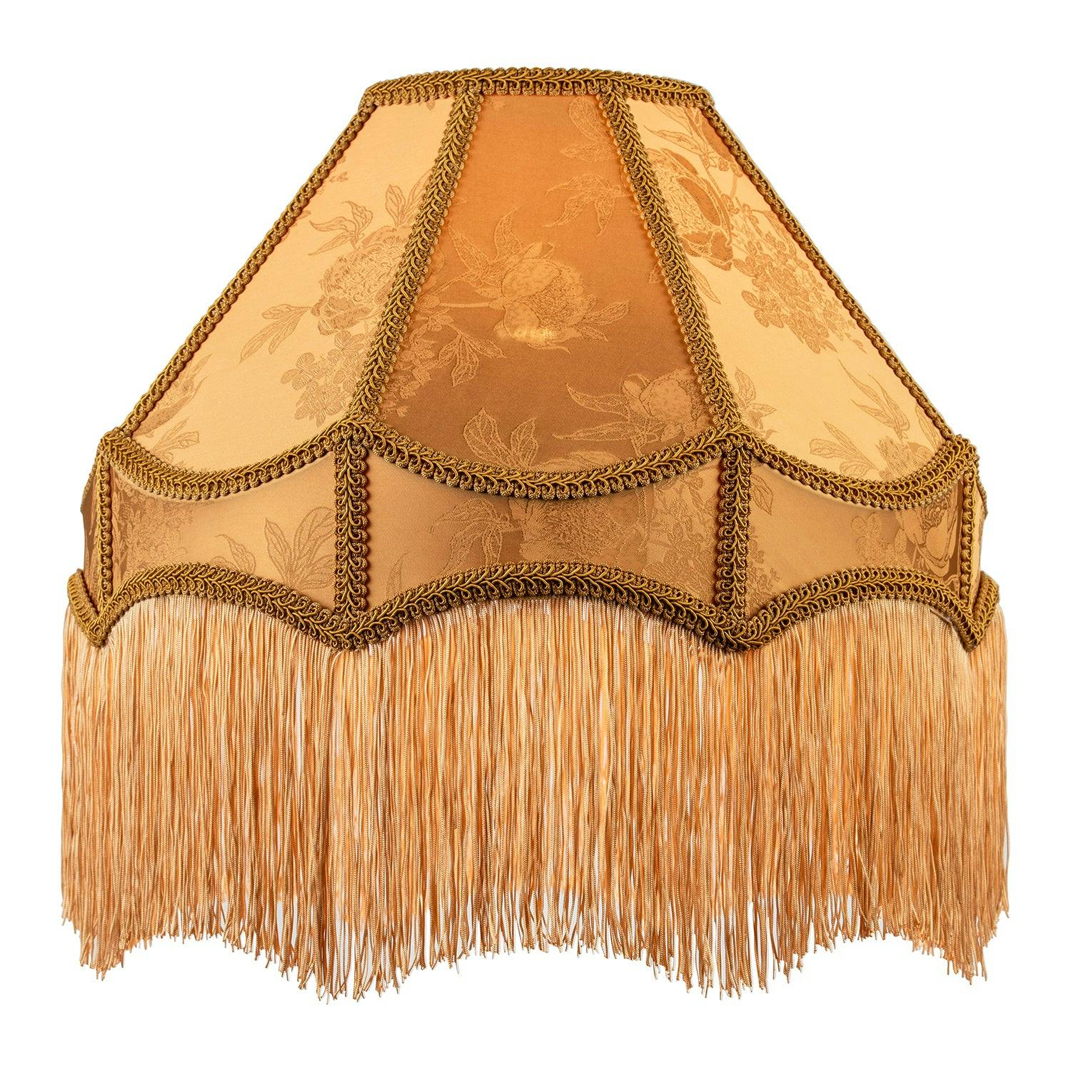Rackhams Gold Faux Silk Large Victorian Lamp Shade With Textured Floral Decor
