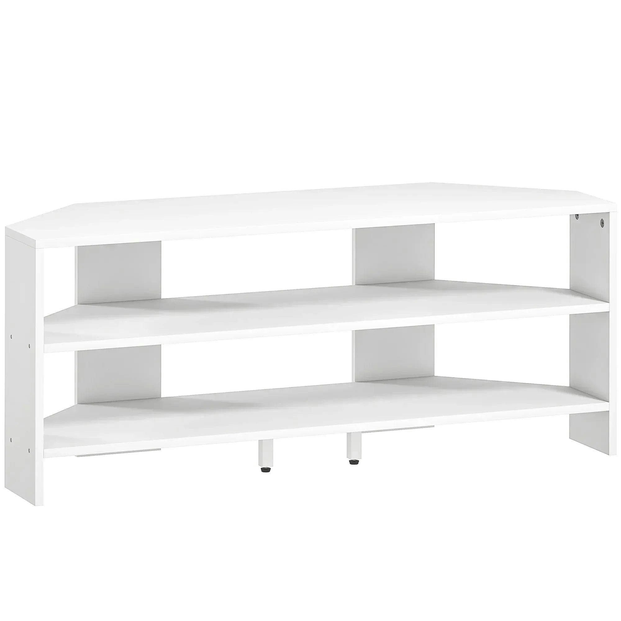 Homcom Unisex White Corner Tv Stand, Tv Unit With Open Shelves For 47 Inch Tv In - Image 5