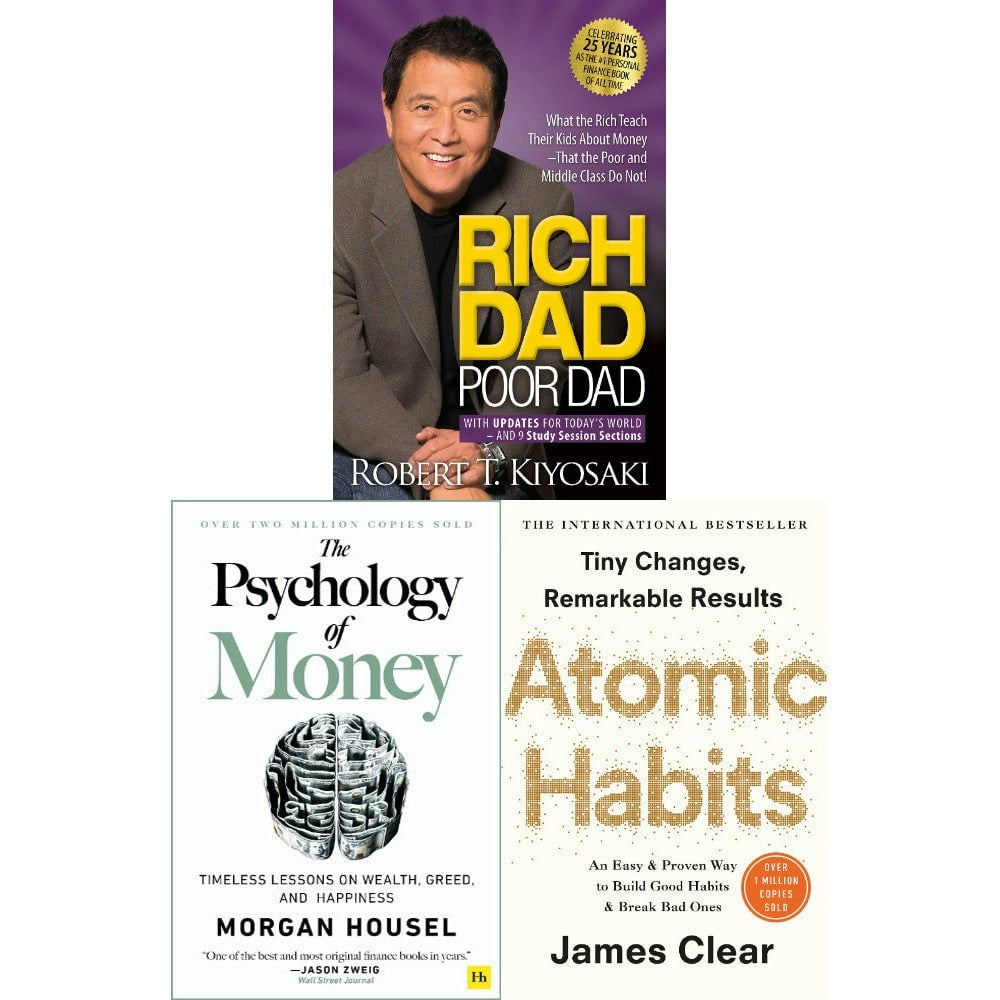 Hh/Cornerstone/Plata Rich Dad Poor Dad, Atomic Habits, The Psychology Of Money 3 Books Collection Set