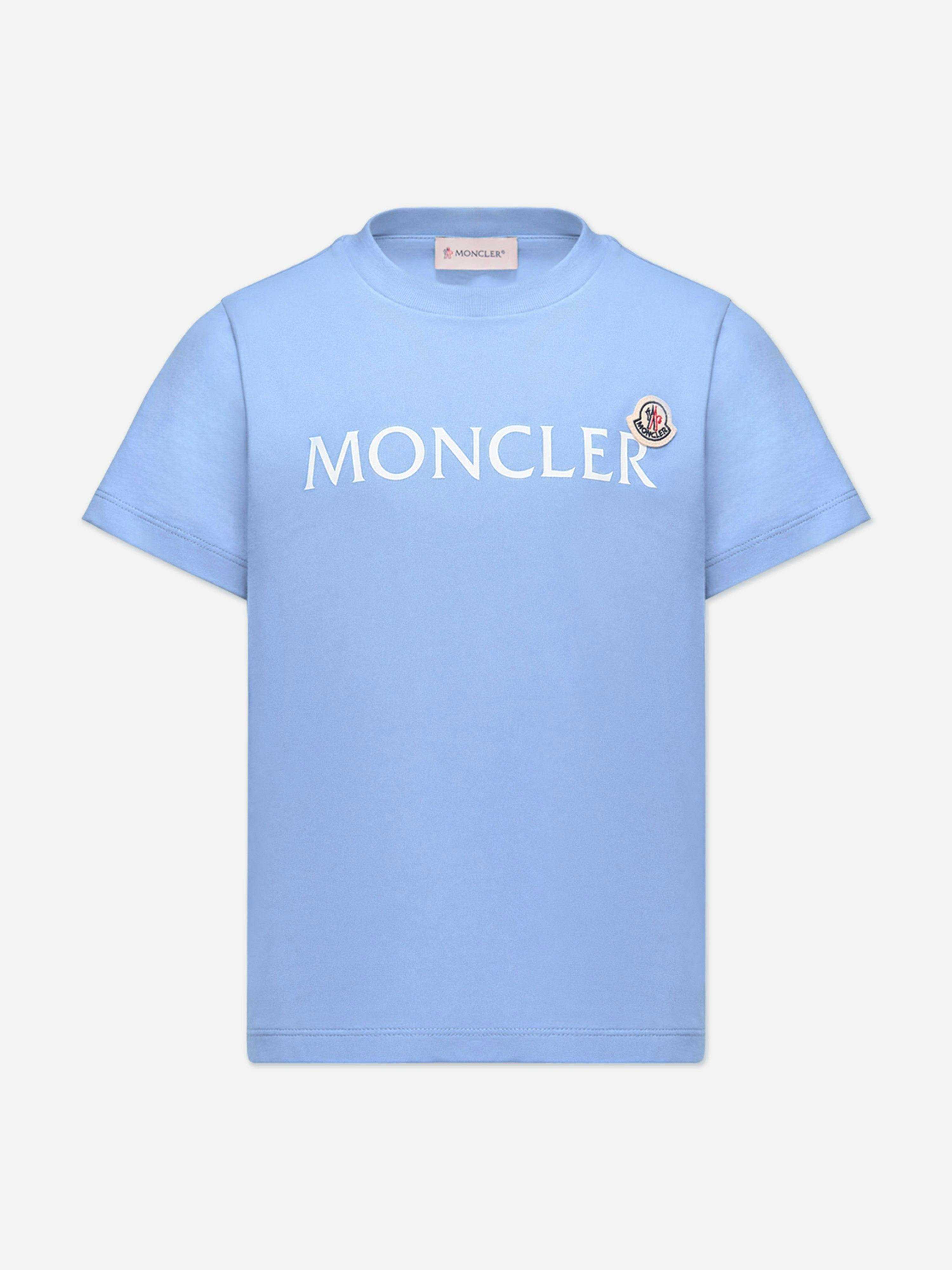 Moncler Enfant Boys Blue Cotton Logo T-Shirt In - 4 Yrs