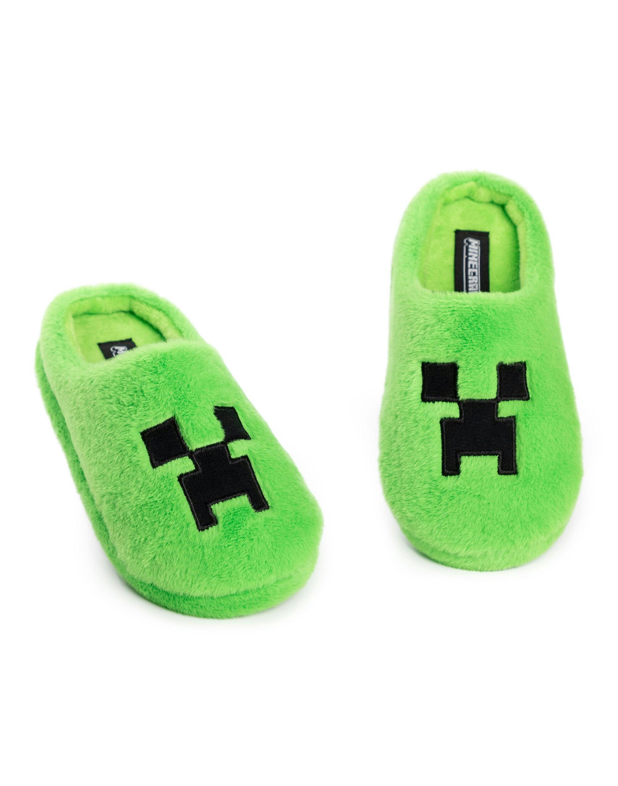 Vanilla Underground Boys Green Minecraft Creeper Mule Slippers - 11 Uk Child