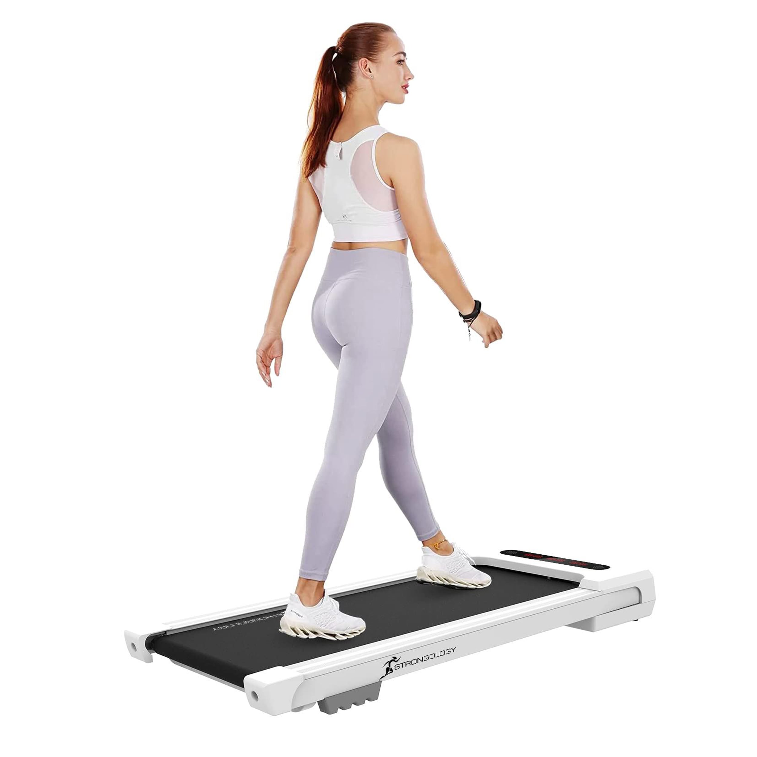 Strongology White Motionic Home And Office Ultra Quiet Adjustable Speed 1-8Km/H Slimline 2.5Hp Bluetooth Treadmill With Led Display - Fully Assembled