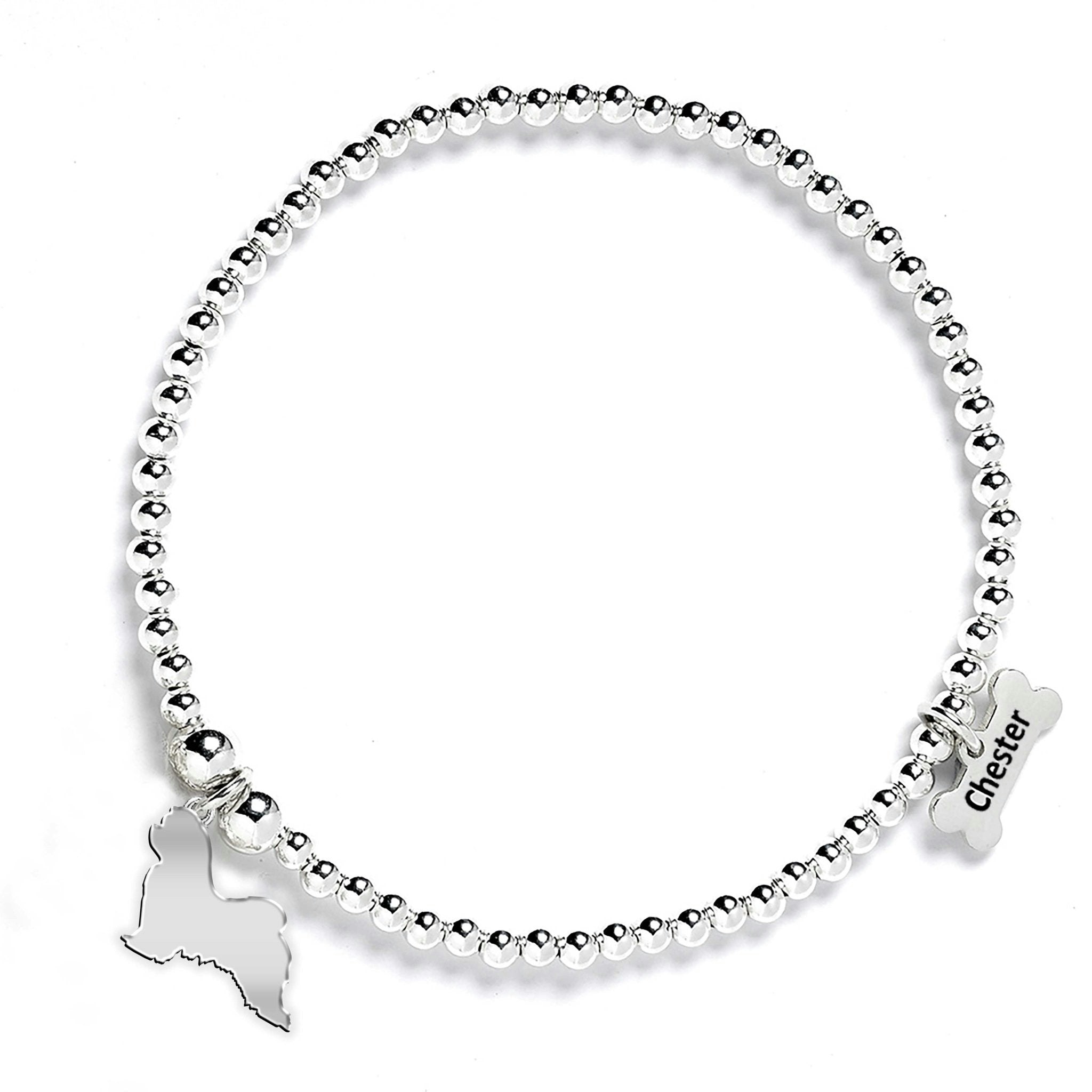 Mylee London Silver Maltese Silhouette Ball Bead Bracelet - Personalised - Yes