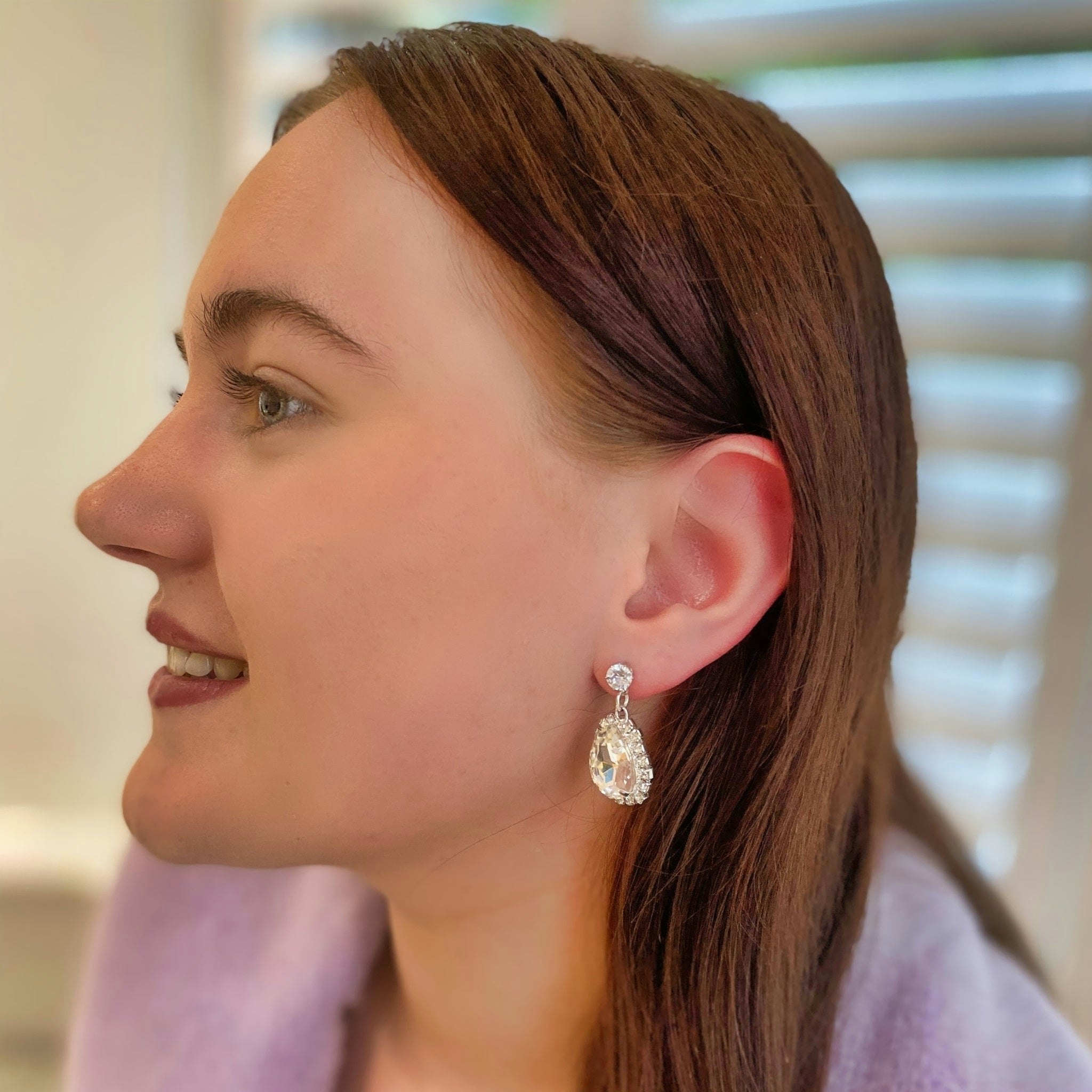 Queenmee Accessories Gold/Silver Drop Earrings Diamante In Or