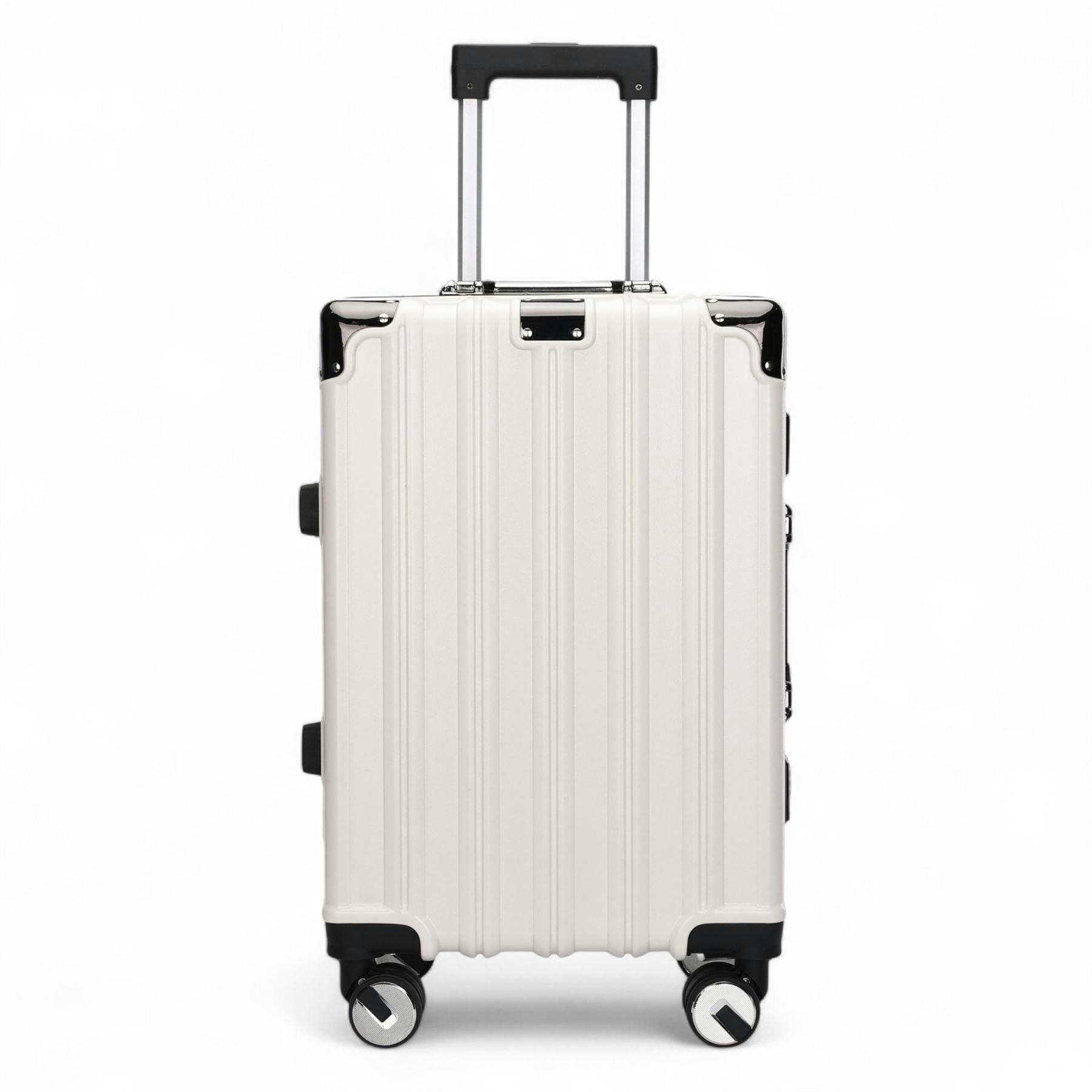 Infinity Luggage White Hardshell Suitcase Set Robust 8 Wheel Cabin Luggage Suitcases - Cabin