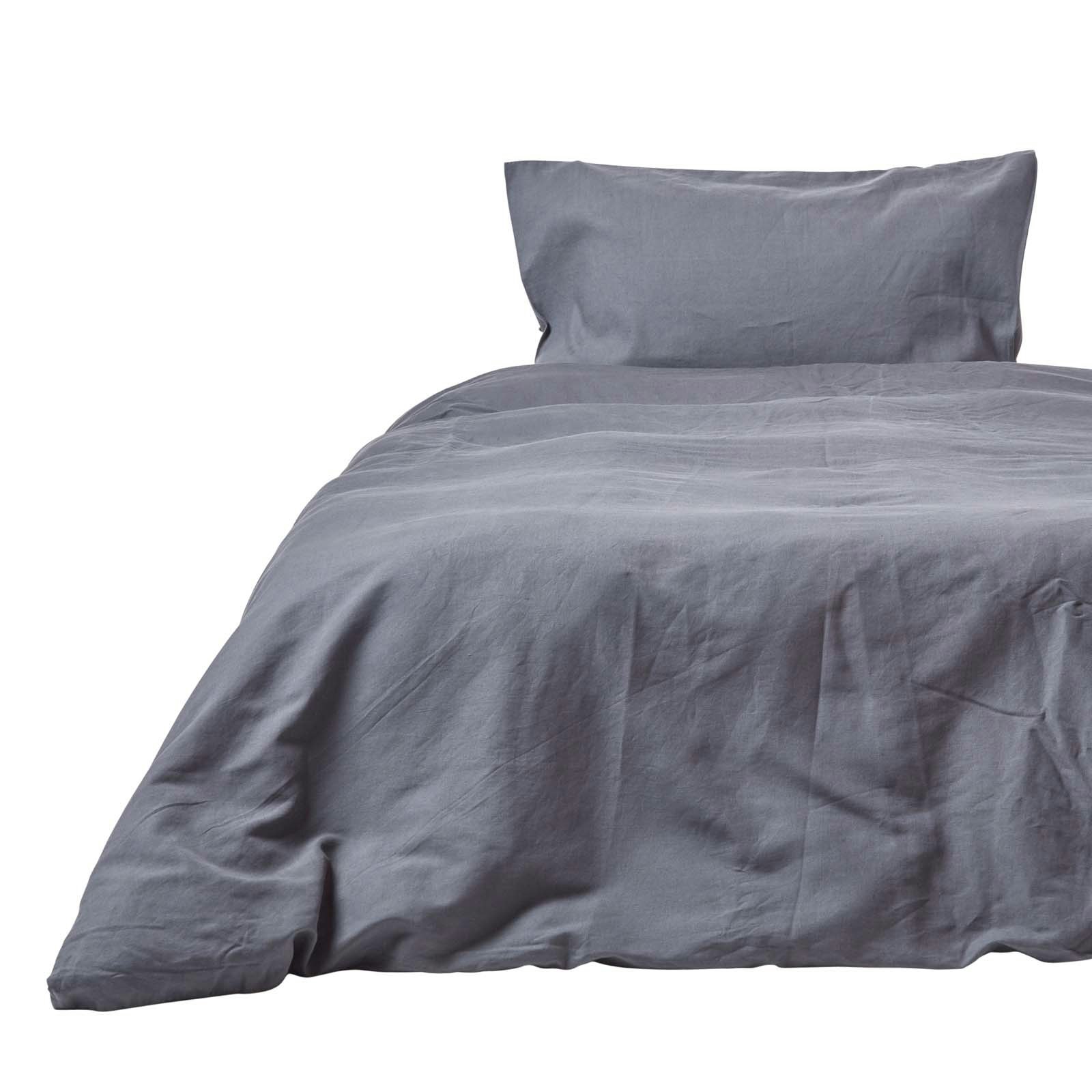 Rackhams Dark/Grey French Flax Linen Duvet Cover Set - Single