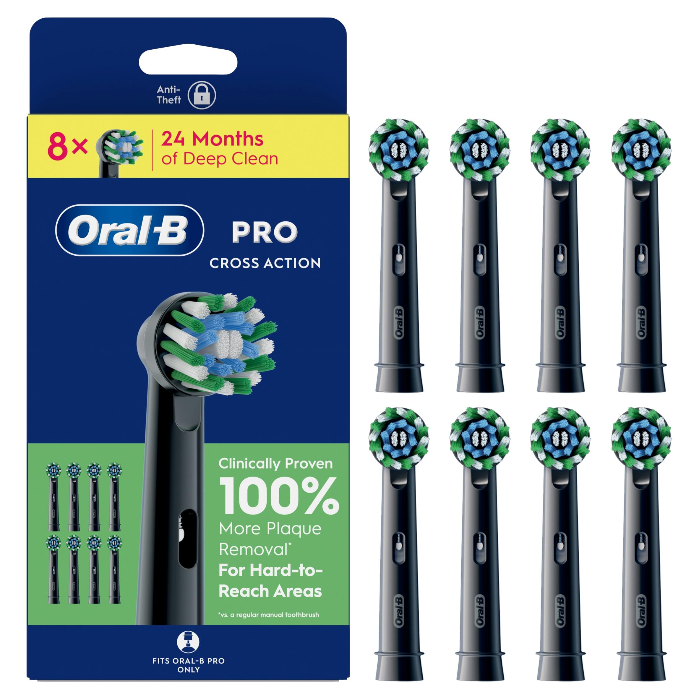 Oral-B Black Pro Cross Action Toothbrush Heads, 8 Counts