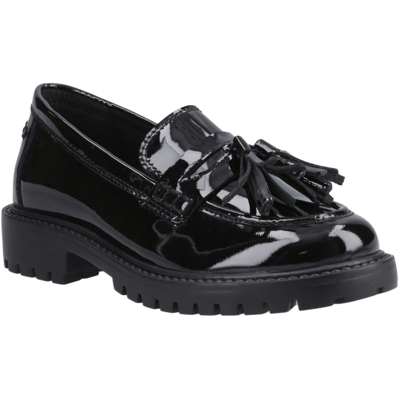 Hush Puppies Girls Black Abigail Patent Senior Leather 'S Loafers - Size 8