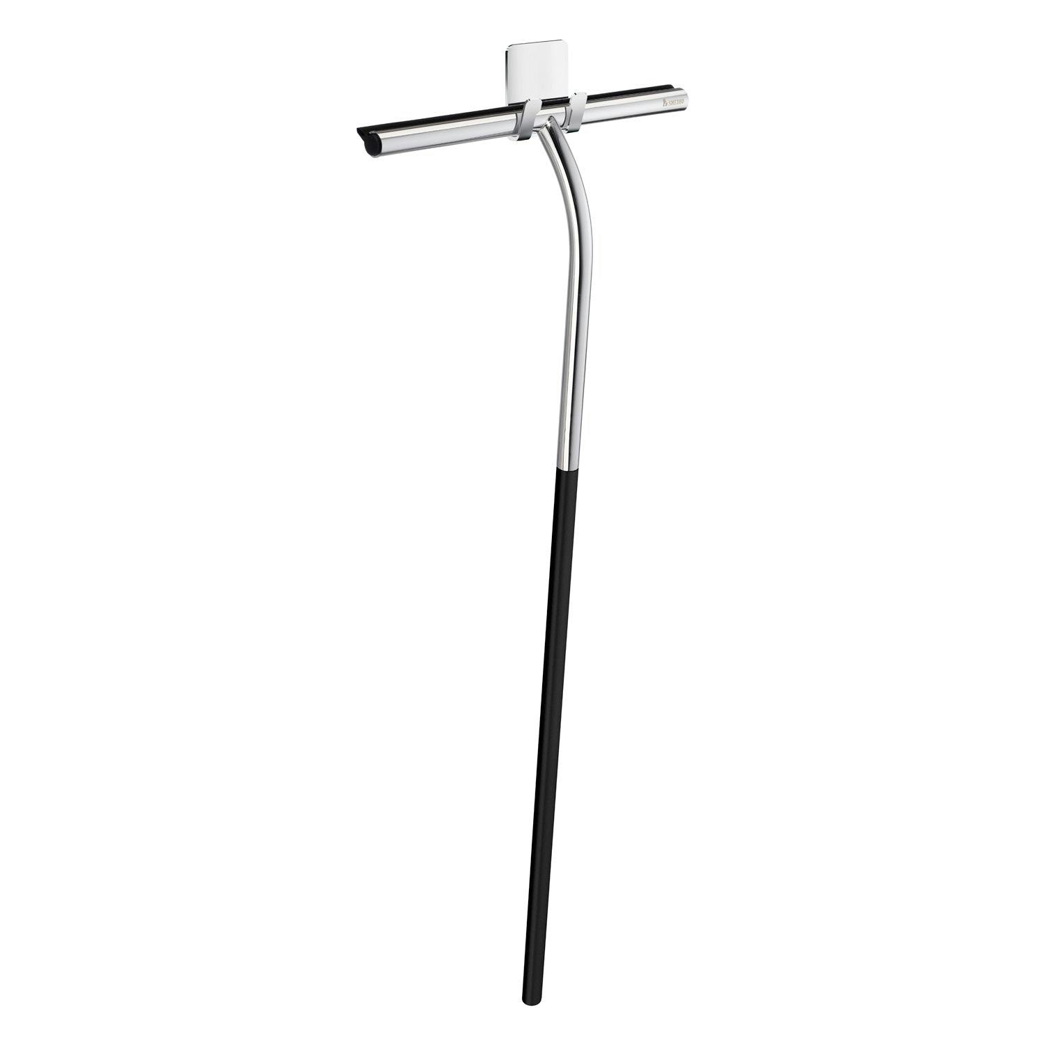 Smedbo Black /Chrome Stainless Steel Glass Shower Squeegee With Extra Long Shaft And Self Adhesive Hanging Hook