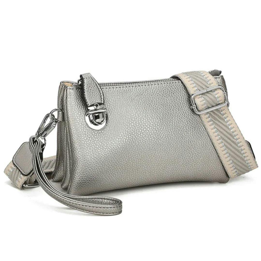 Love Emvy Silver Embolden Collection Faux Leather Crossbody Bag With Wrist Strap - Antique