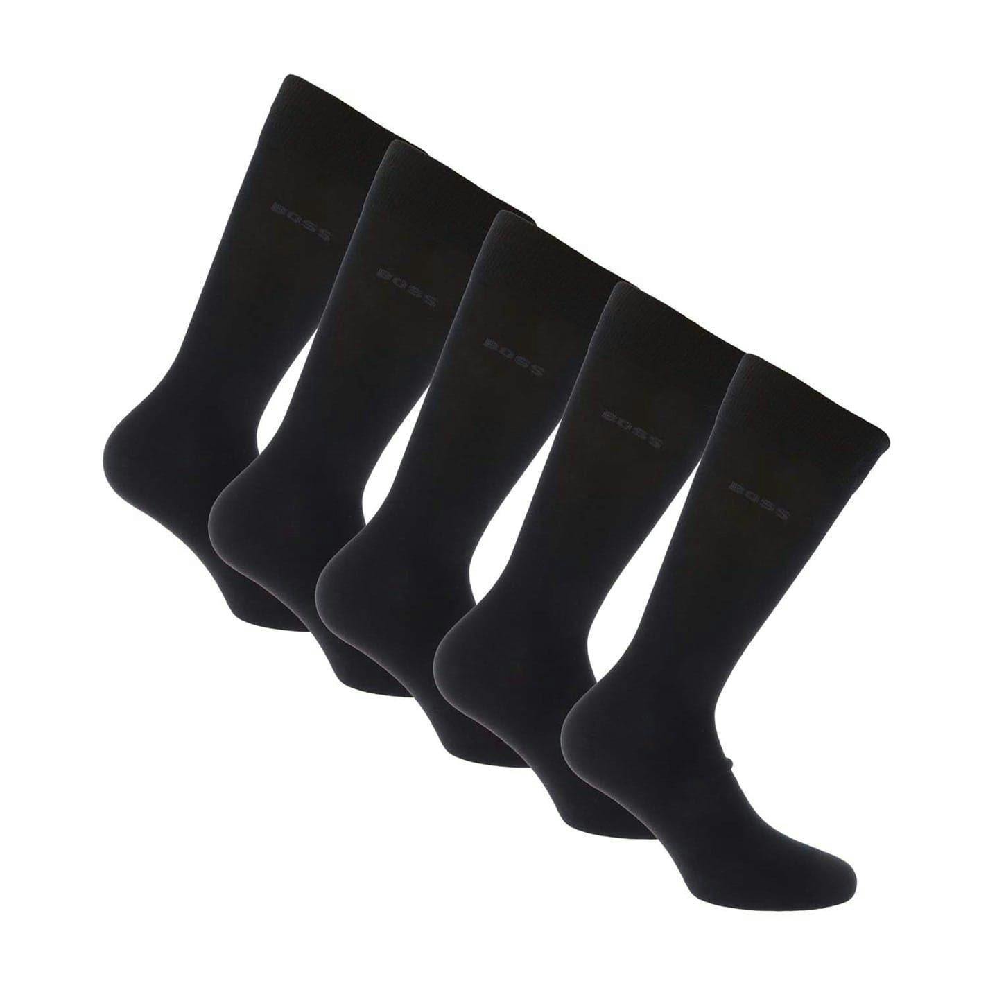 Boss Men's Dark/Blue Socks (Pack Of 5) - 5.5 Uk-8 Uk - 75% Cotton/23% Polyamide/2% Elastane