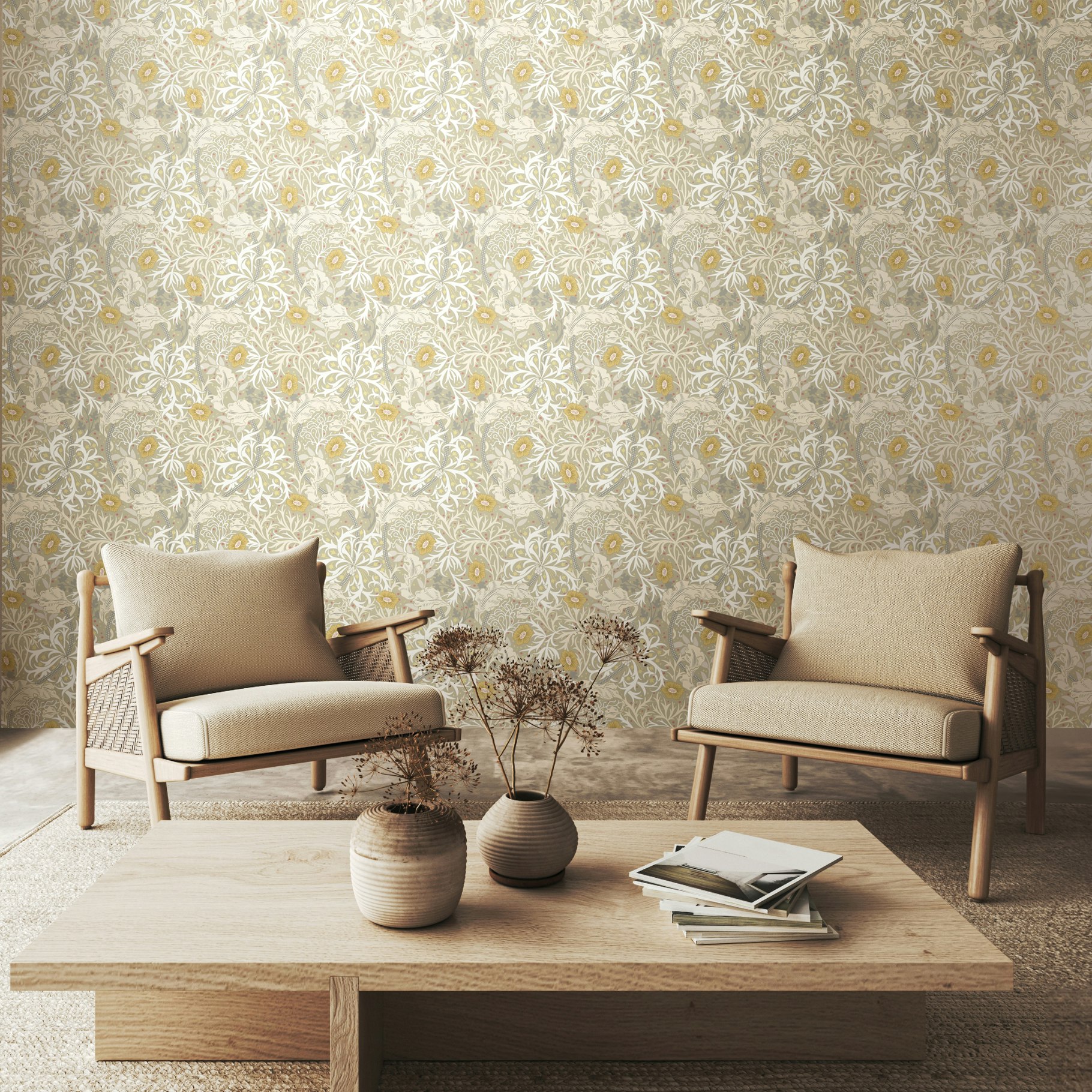 Rackhams Grey Seaweed Garden - Fossil 10M Wallpaper - Fossil