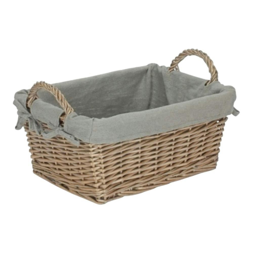 Red Hamper Red/Grey Hamper Wicker Antique Wash Finish Handled Cotton Lining Storage Basket - Large