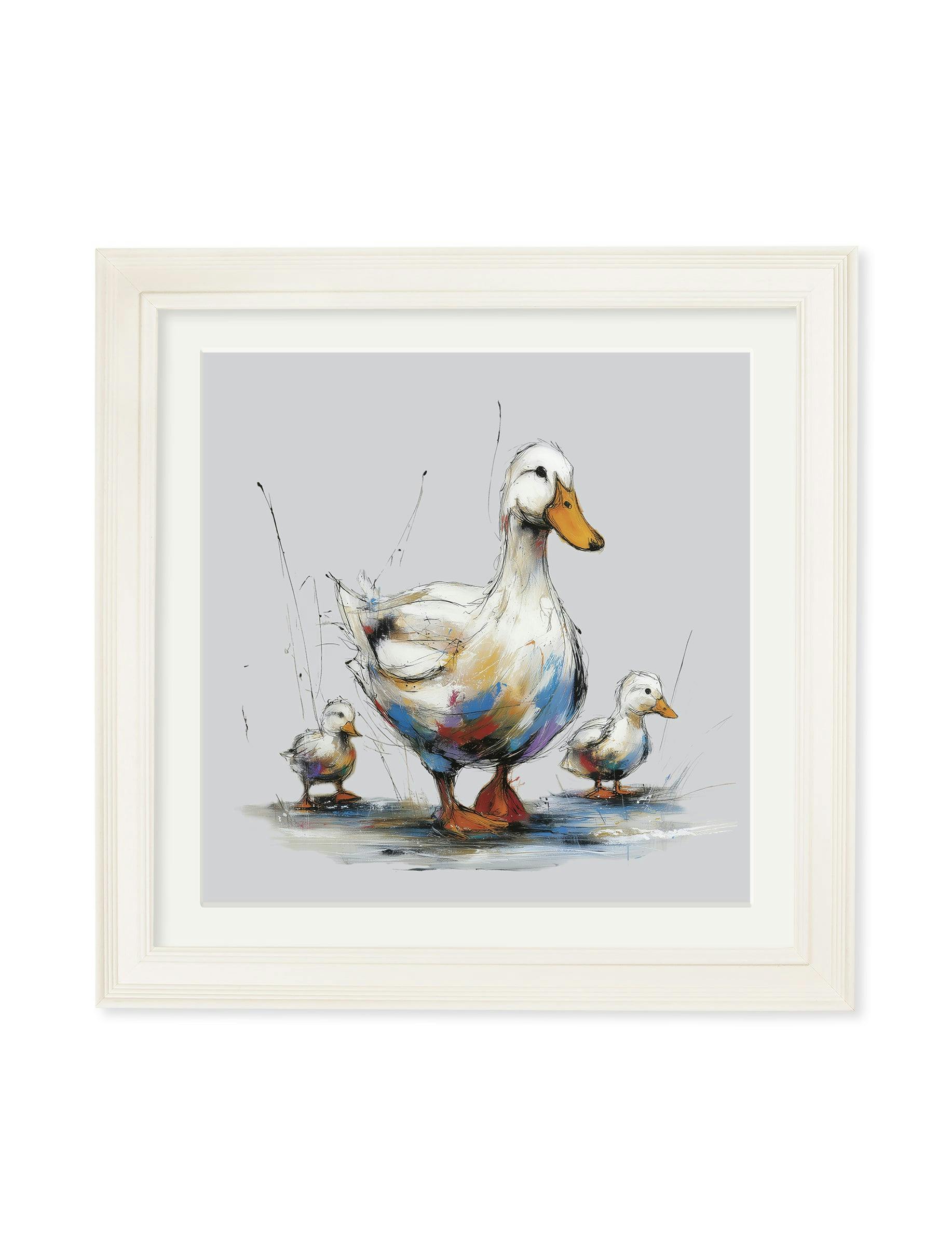 Rackhams Cream Family Of Ducks Cosy Sketch - Hurstwood Square Frame - Family Of Ducks Cosy Sketch - 70 X 70Cm