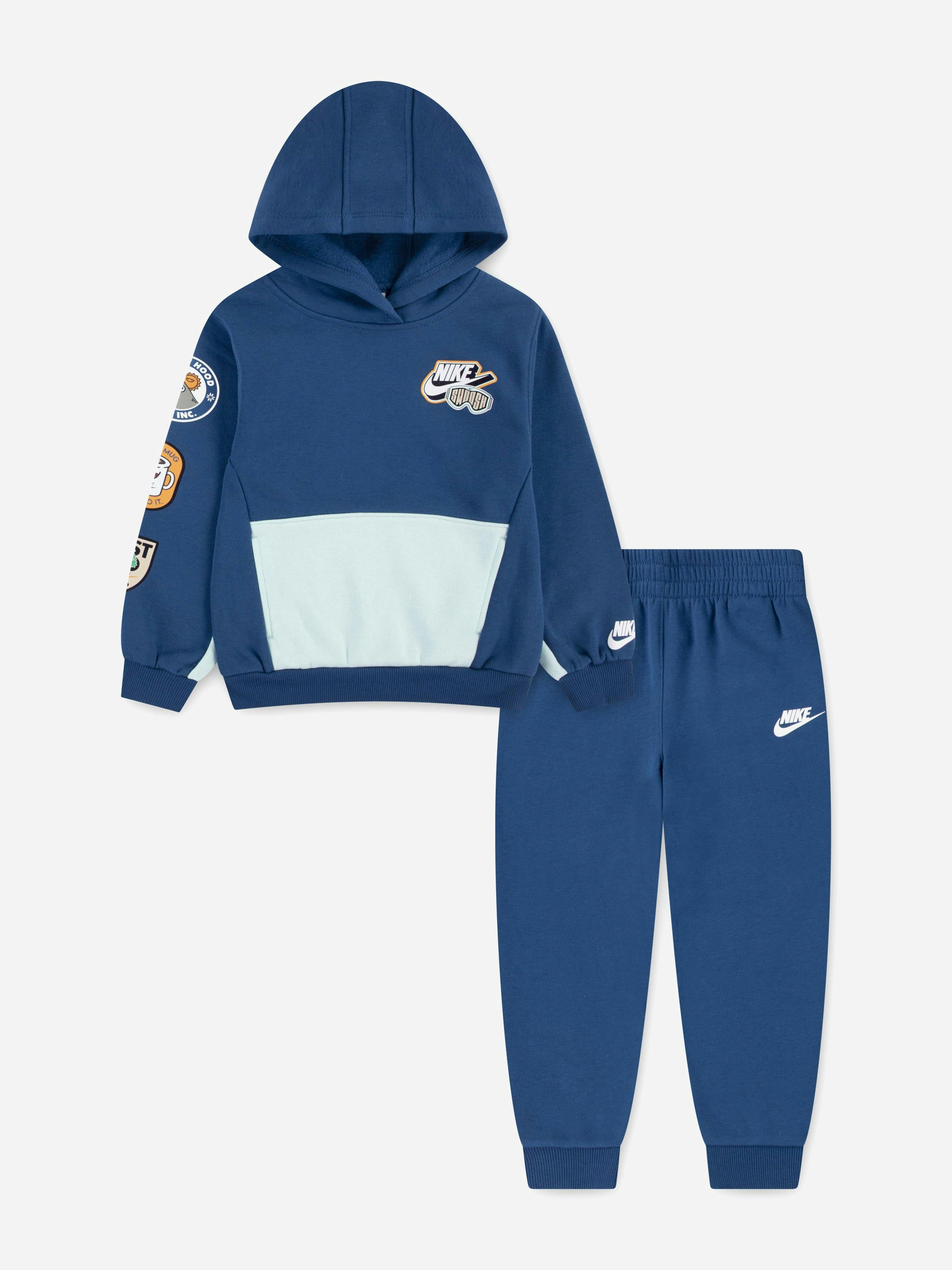 Nike Boys Blue Kids Po Fleece Tracksuit In - 6 - 7 Yrs