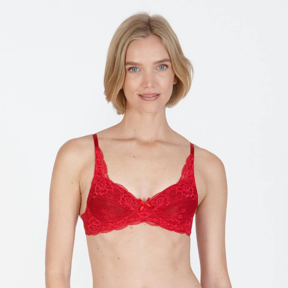 Little Women Women's Red Little Scarlett High Apex Non- Wi Medium Removable Padded Bra - 38Aa