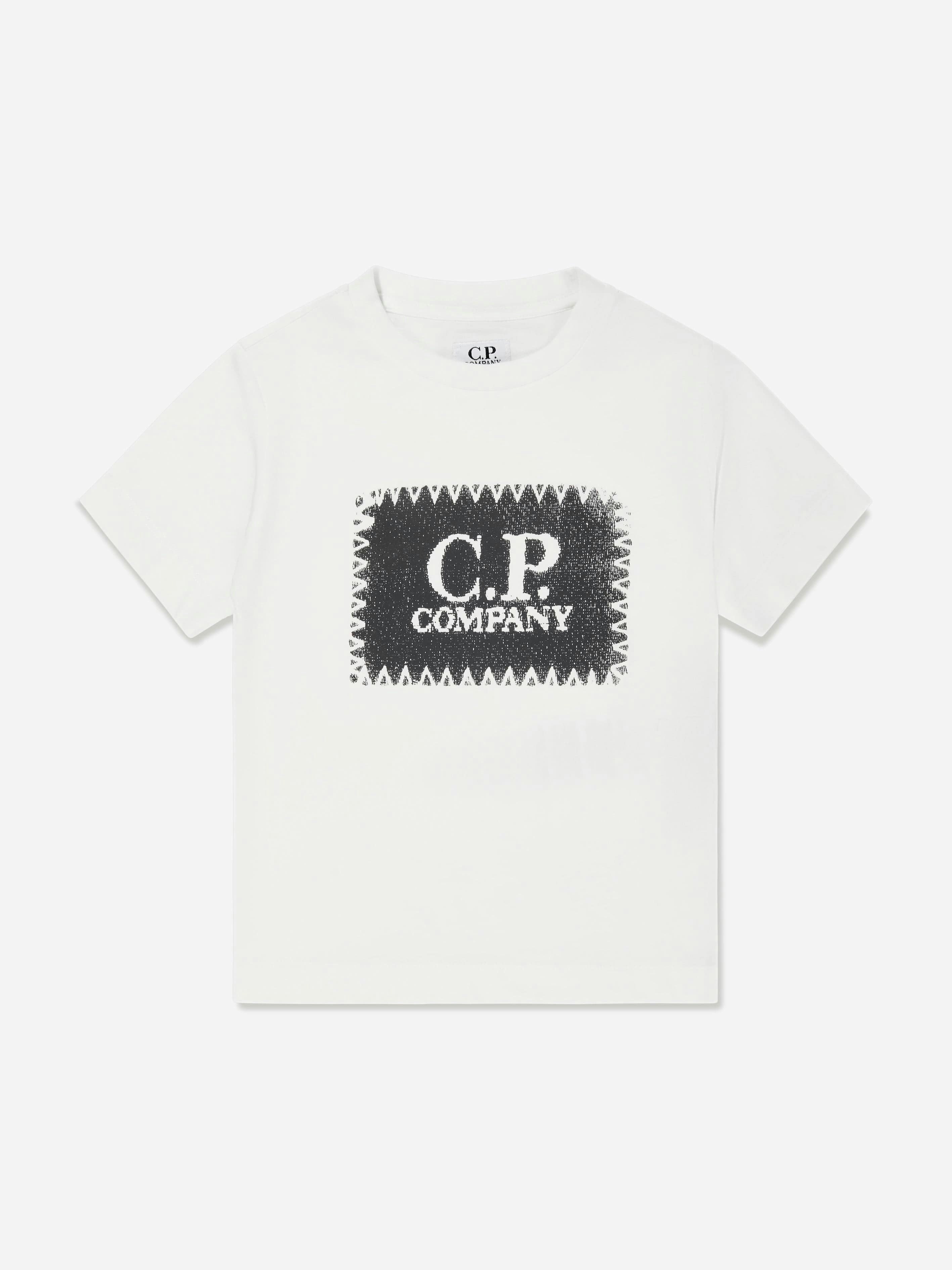 C.p. Company Boys Ivory Logo T-Shirt In - 8 Yrs