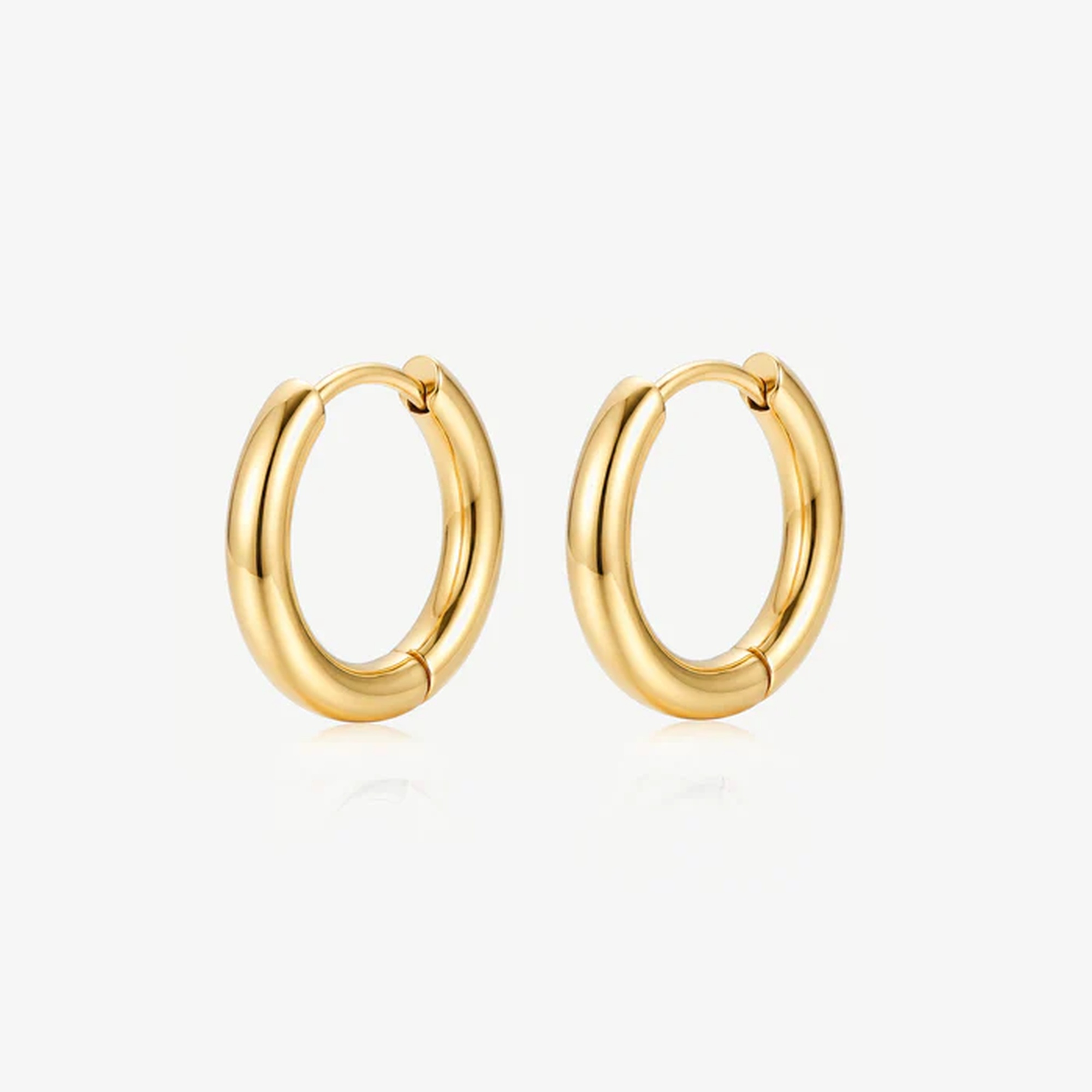 Muchv Gold Solid Hoop Earrings - 16Mm