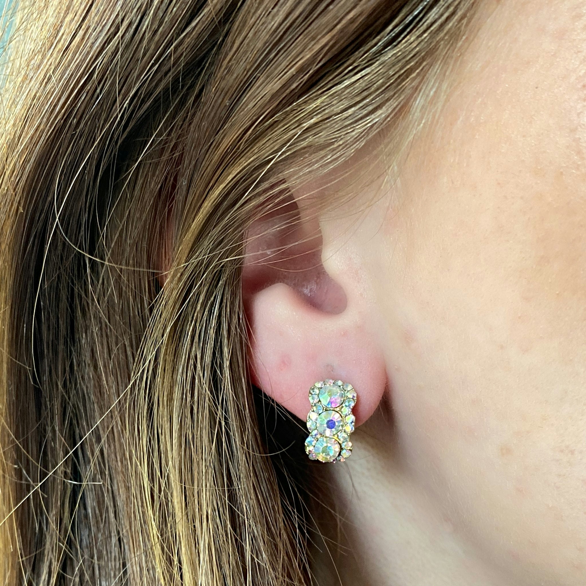 Queenmee Accessories Light Diamante Clip On Earrings