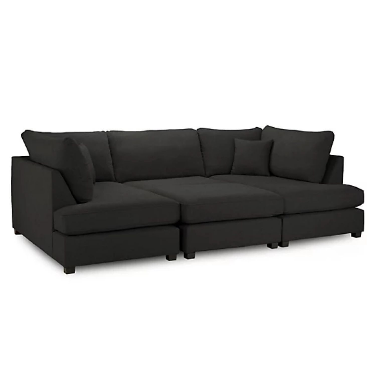 Rackhams Black Havana U Shape Cinema Sofa Plush Velvet