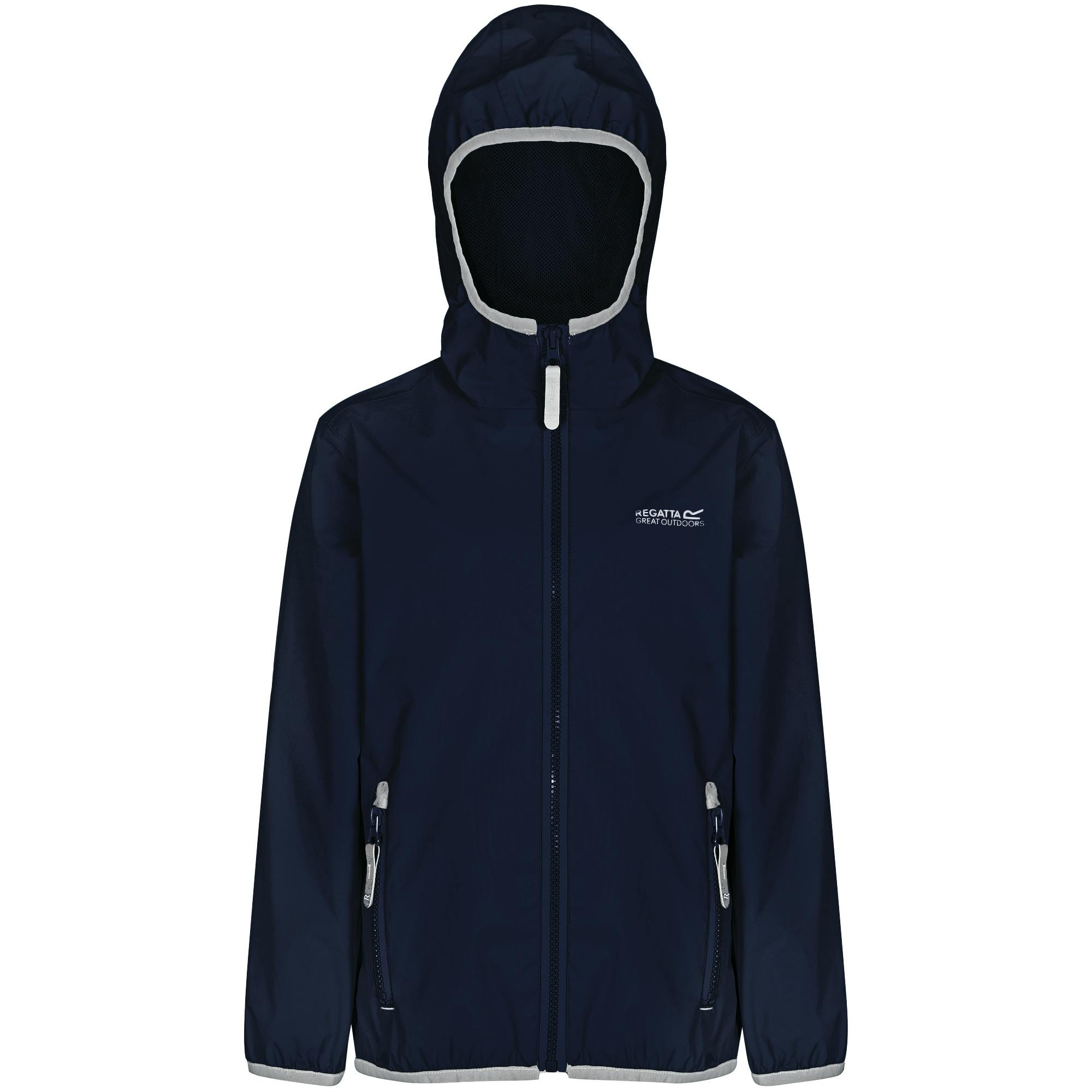 Regatta Great Outdoors Kids Lever Ii Packaway Rain Jacket - Navy - 13 Years - Navy - 100% Polyamide