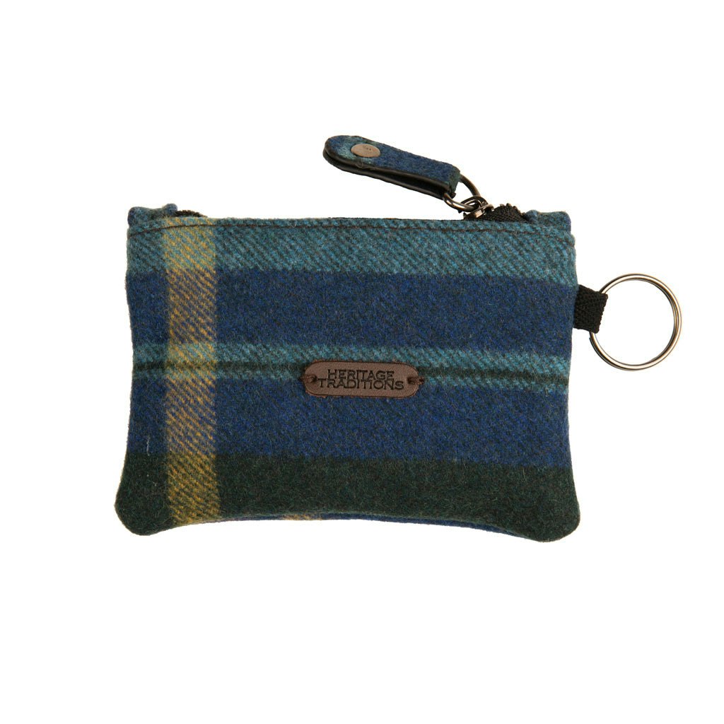 Heritage Traditions Blue Tweed Coin Purse - Check