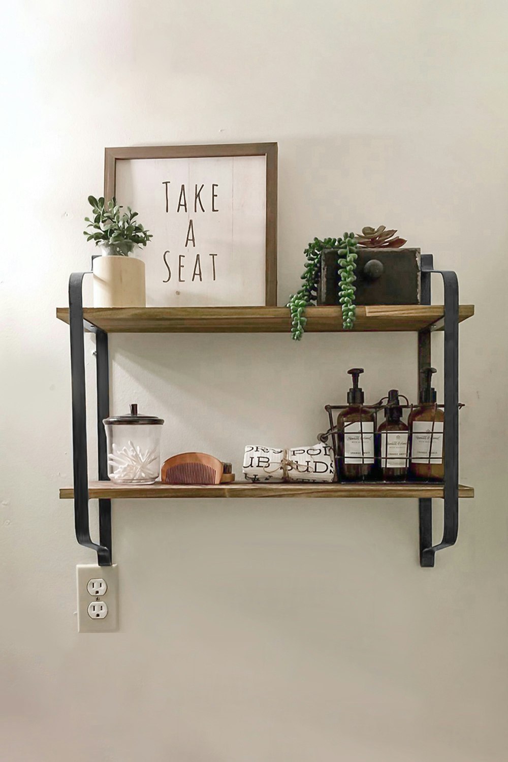 Rackhams Black 2 Tier Decor Floating Wall Shelf