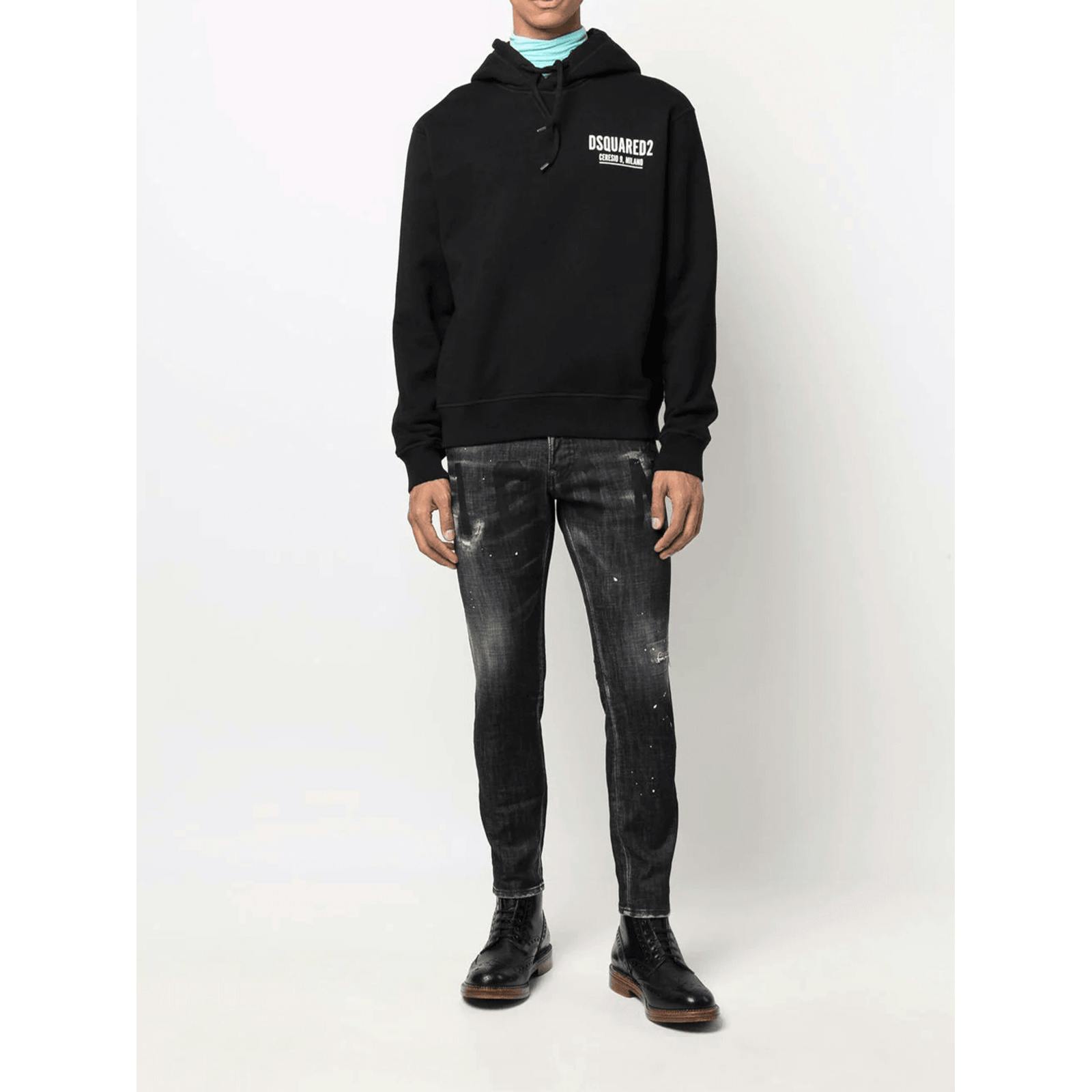 Dsquared Black Cool Guy Icon Printed Jeans In - W26